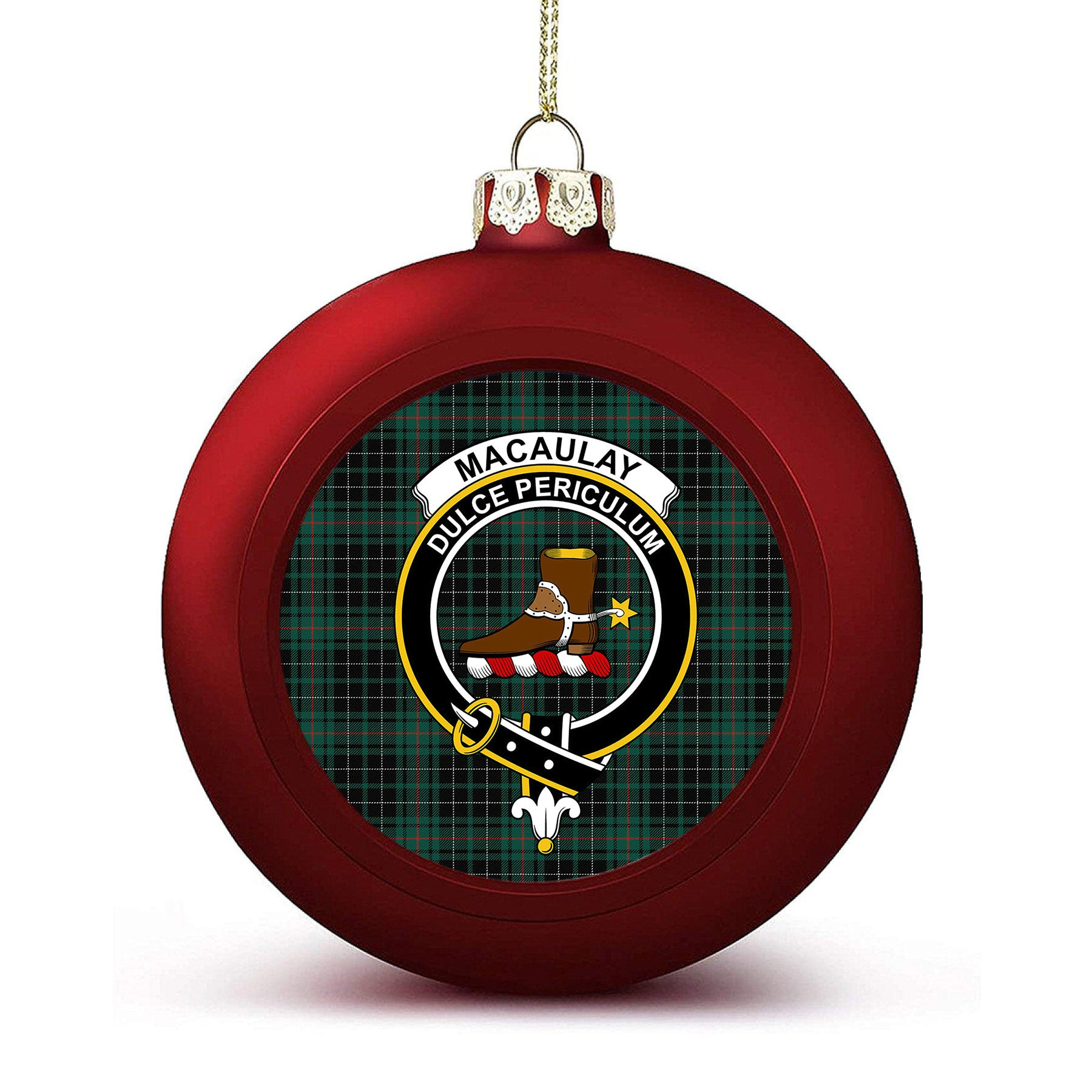 ScotsTee Shop Scottish MacAulay Hunting Modern Crest Tartan Christmas Ball Ornament