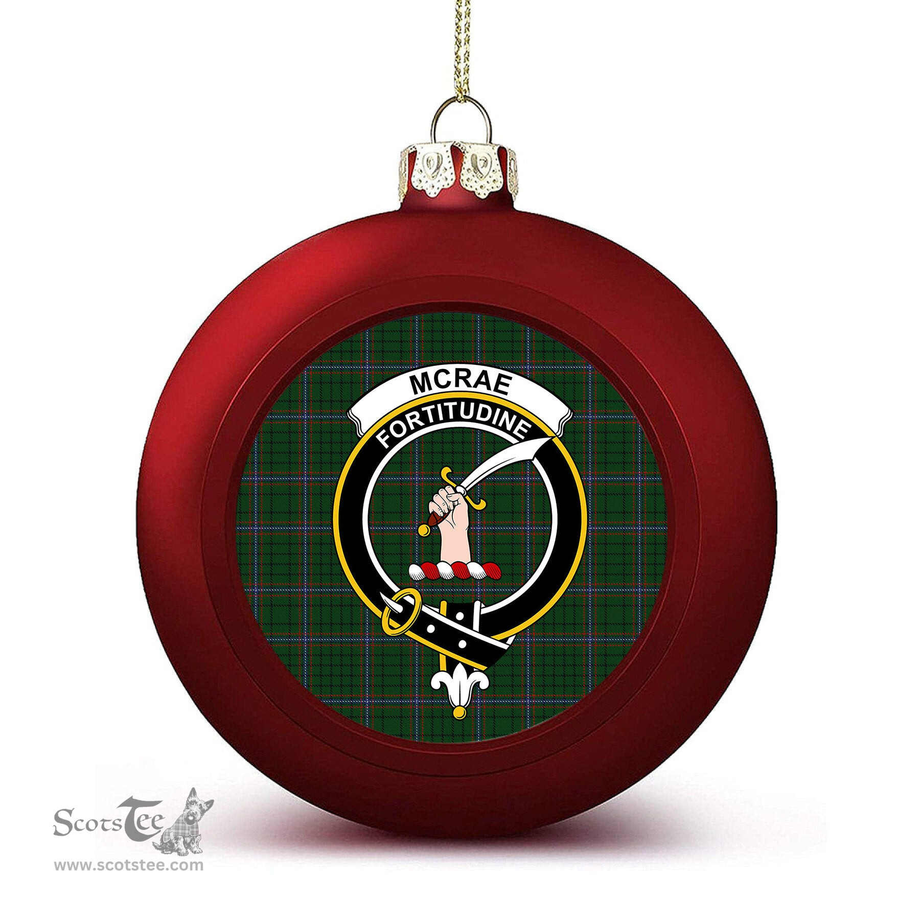 ScotsTee Shop Scottish McRae Crest Tartan Christmas Ball Ornament