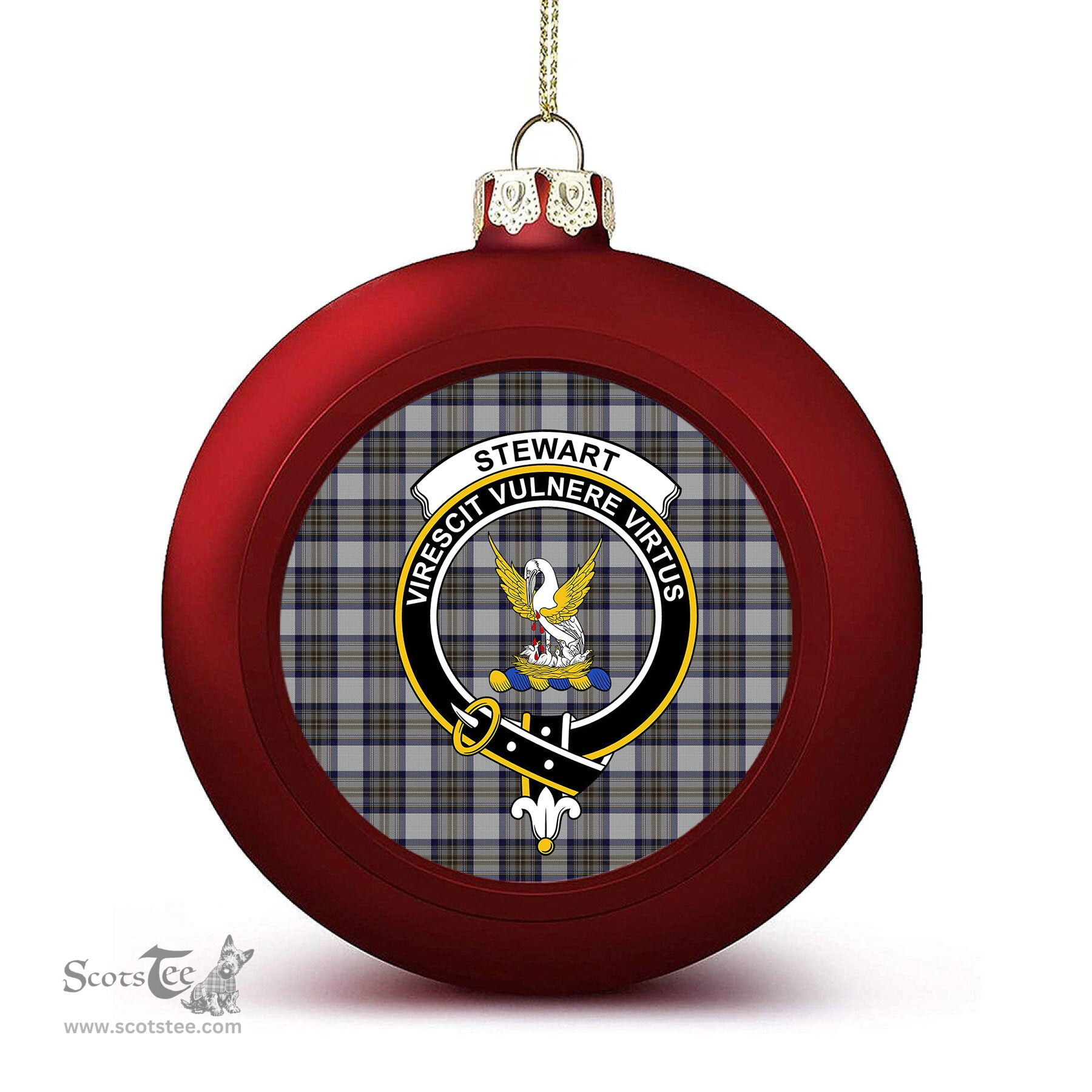 ScotsTee Shop Scottish Stewart Dress Blue Crest Tartan Christmas Ball Ornament