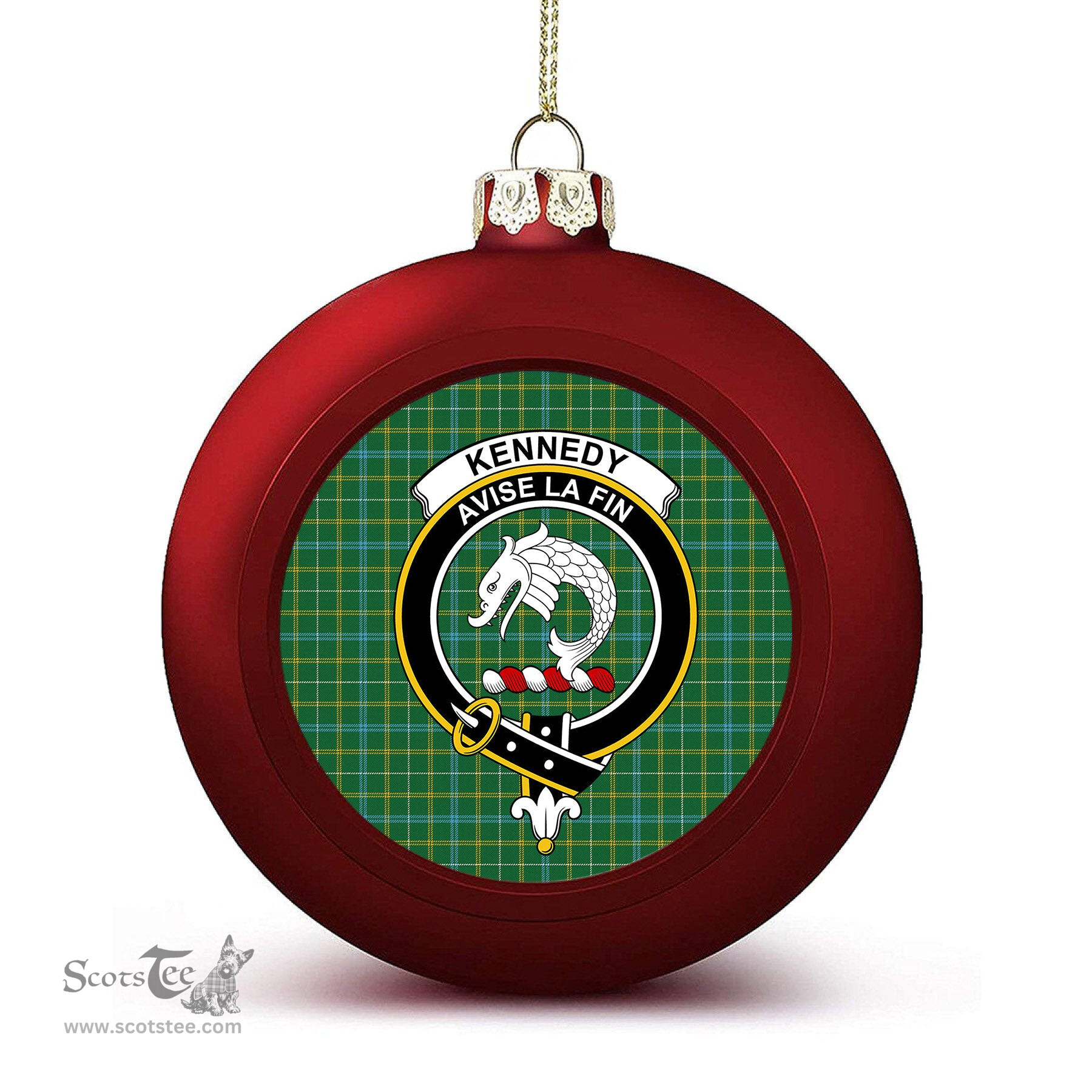 ScotsTee Shop Scottish Kennedy Irish Ancient Crest Tartan Christmas Ball Ornament
