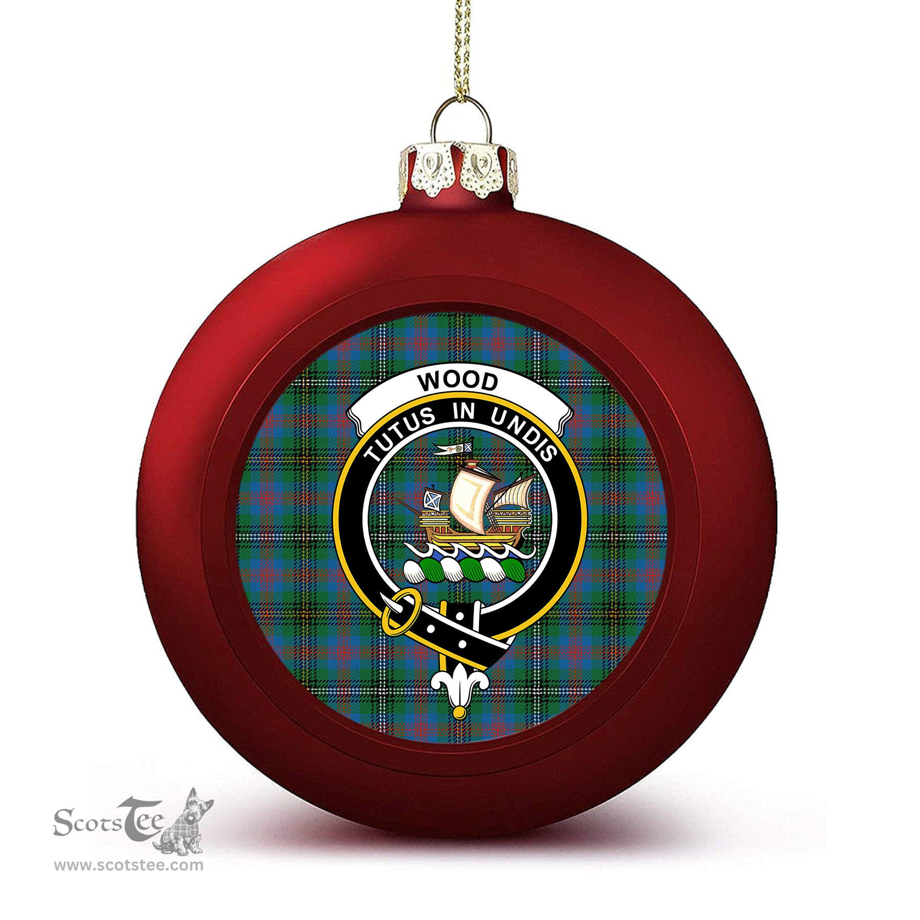 ScotsTee Shop Scottish Wood Ancient Clan Crest Tartan Christmas Ball Ornament