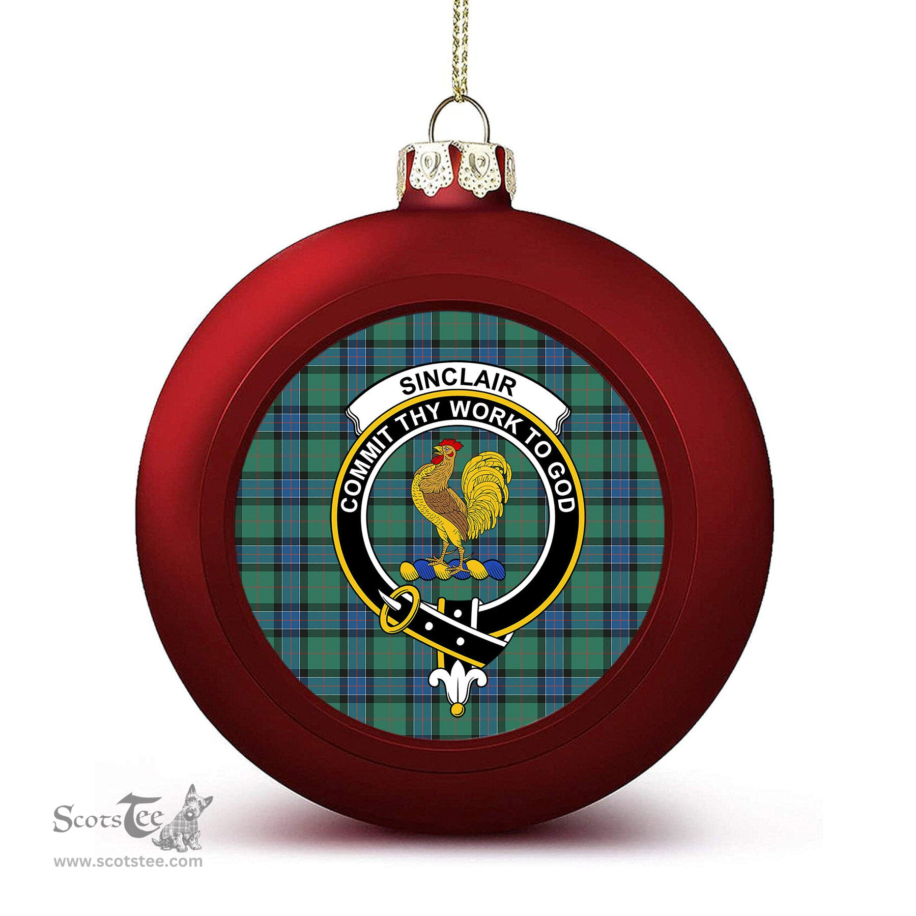 ScotsTee Shop Scottish Sinclair Hunting Ancient Crest Tartan Christmas Ball Ornament
