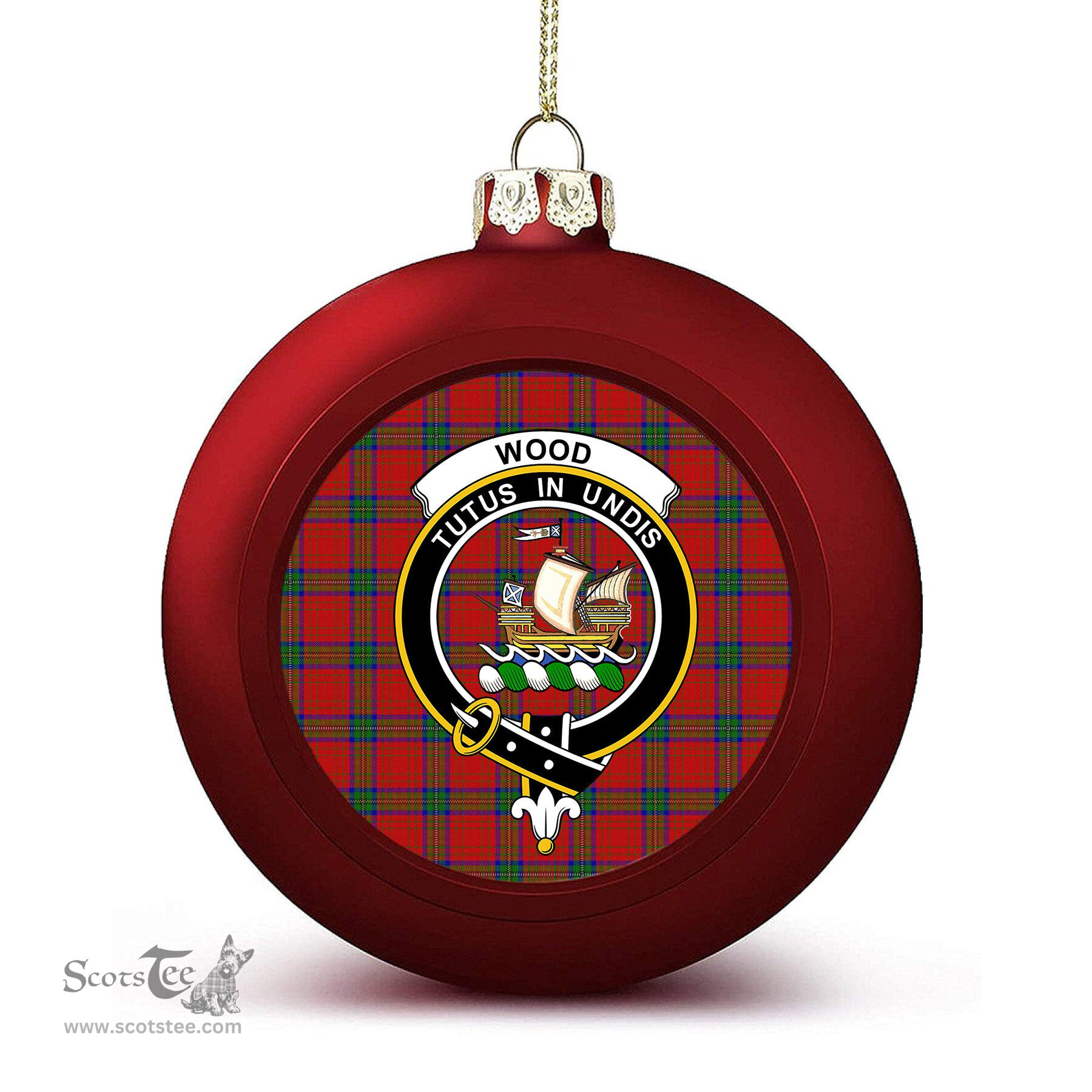 ScotsTee Shop Scottish Wood Dress Crest Tartan Christmas Ball Ornament