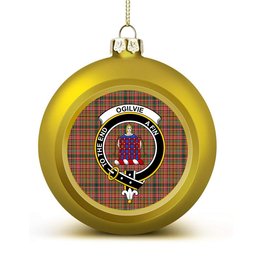 ScotsTee Shop Scottish Ogilvie (Ogilvy) of Strathallan Modern Crest Tartan Christmas Ball Ornament
