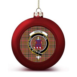 ScotsTee Shop Scottish Ogilvie (Ogilvy) of Strathallan Modern Crest Tartan Christmas Ball Ornament