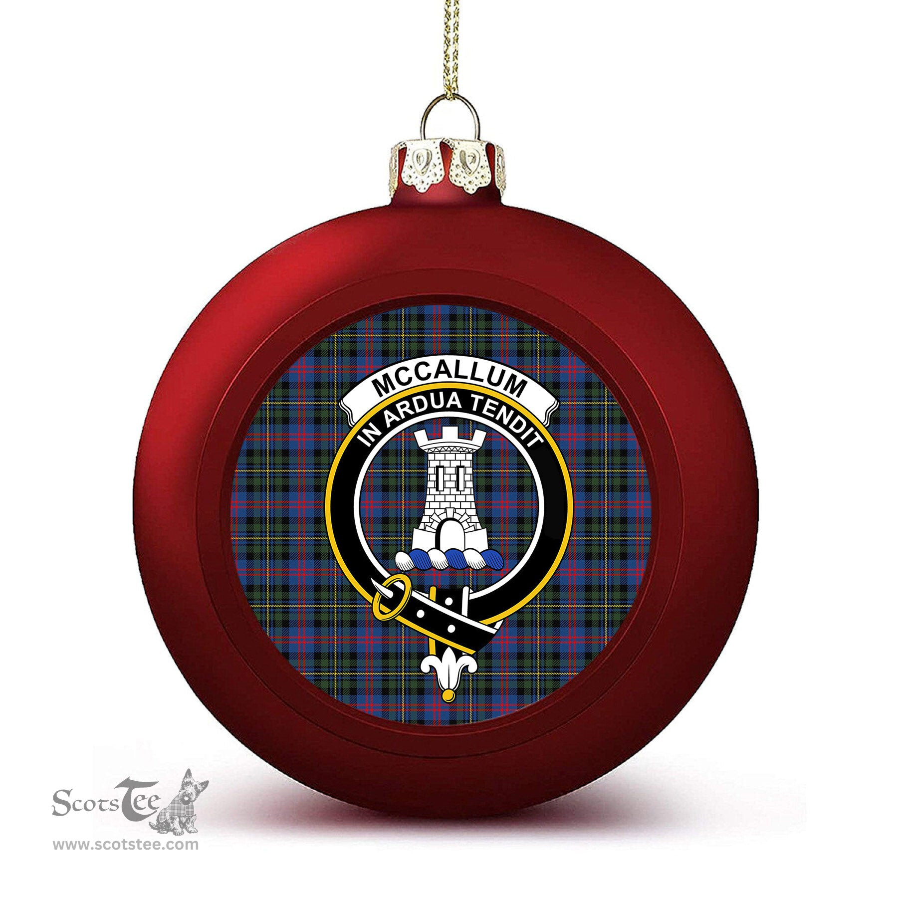 ScotsTee Shop Scottish McCallum of Berwick Modern Crest Tartan Christmas Ball Ornament