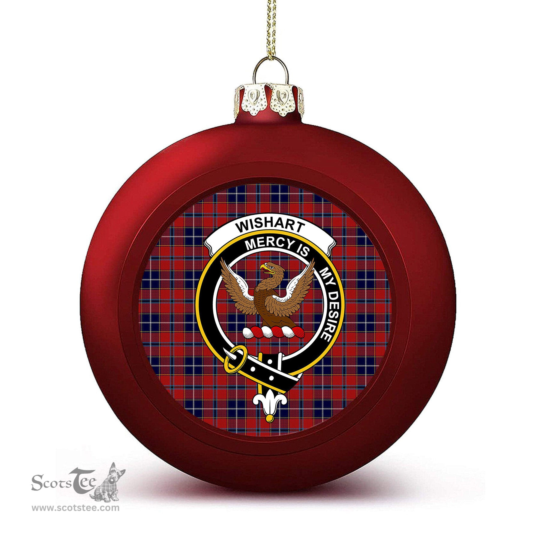 ScotsTee Shop Scottish Wishart Dress Crest Tartan Christmas Ball Ornament
