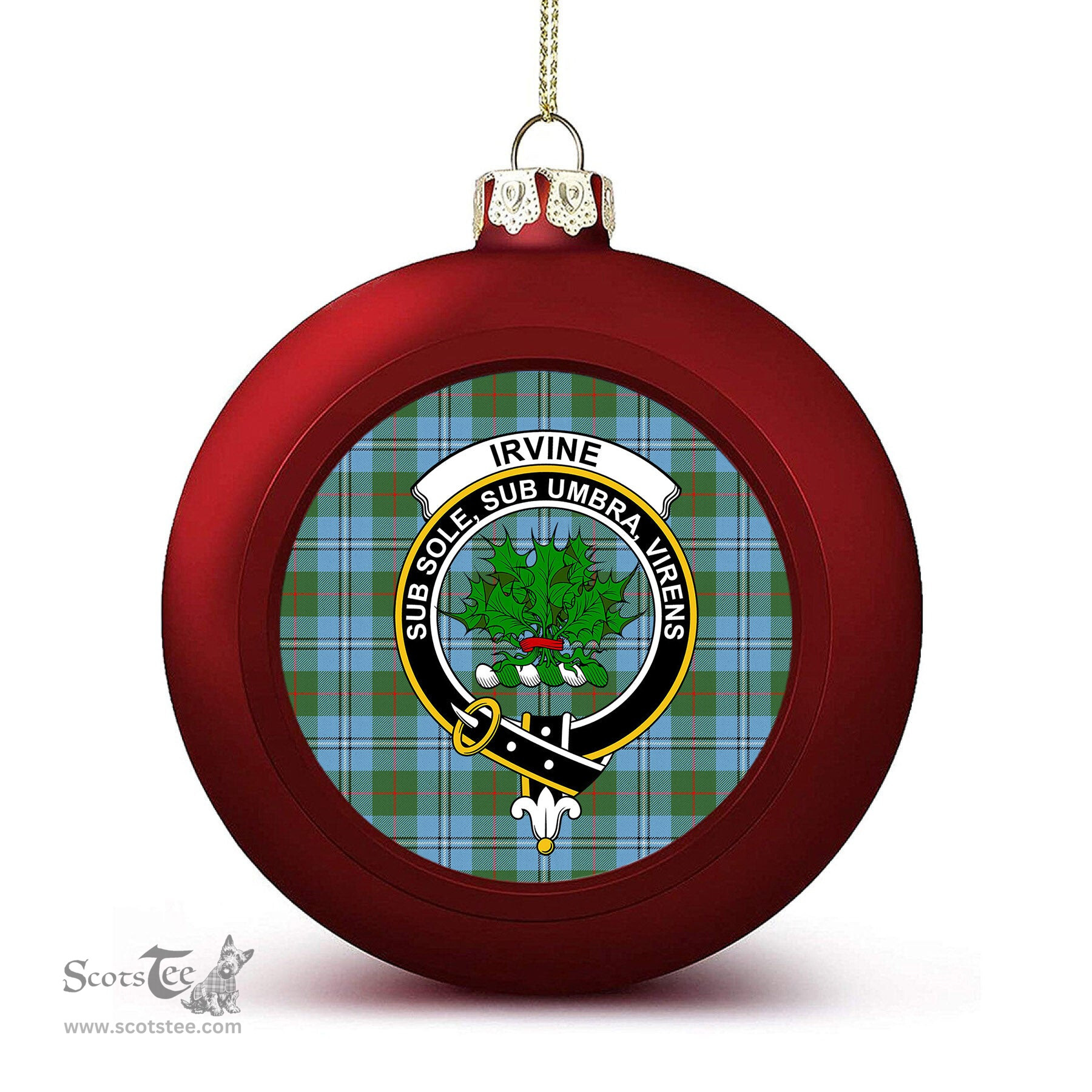 ScotsTee Shop Scottish Irvine of Glentulchan Modern Crest Tartan Christmas Ball Ornament