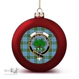 ScotsTee Shop Scottish Irvine of Glentulchan Modern Crest Tartan Christmas Ball Ornament