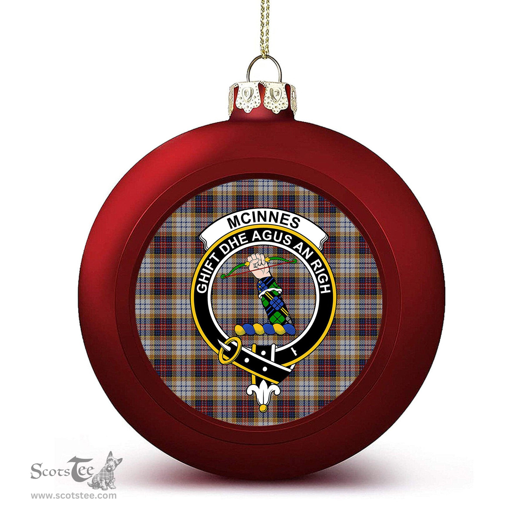 ScotsTee Shop Scottish McInnes Ancient Hunting Crest Tartan Christmas Ball Ornament