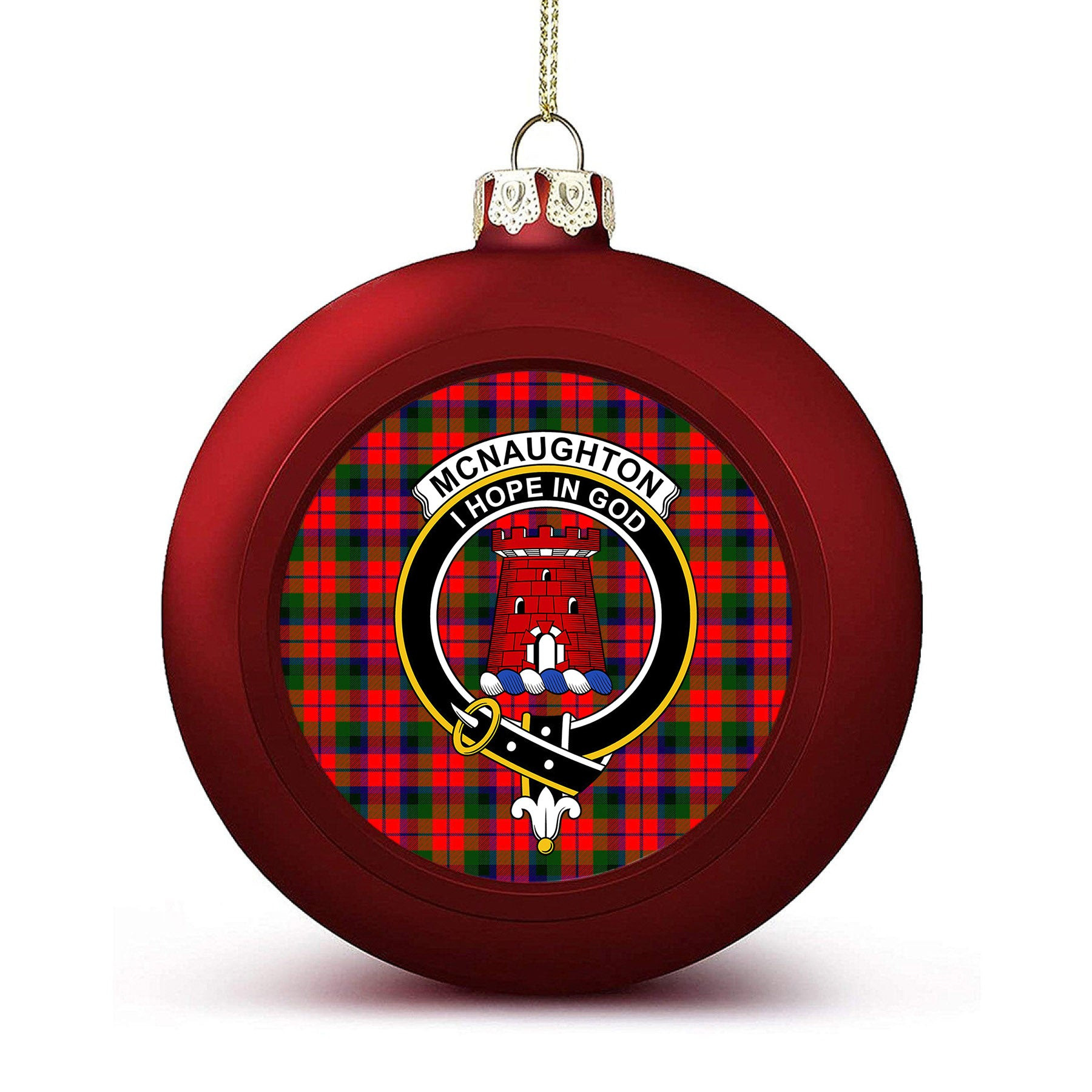 ScotsTee Shop Scottish McNaughton Modern Crest Tartan Christmas Ball Ornament