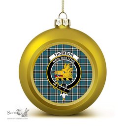 ScotsTee Shop Scottish Thomson Blue Ancient Clan Crest Tartan Christmas Ball Ornament