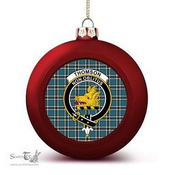 ScotsTee Shop Scottish Thomson Blue Ancient Clan Crest Tartan Christmas Ball Ornament