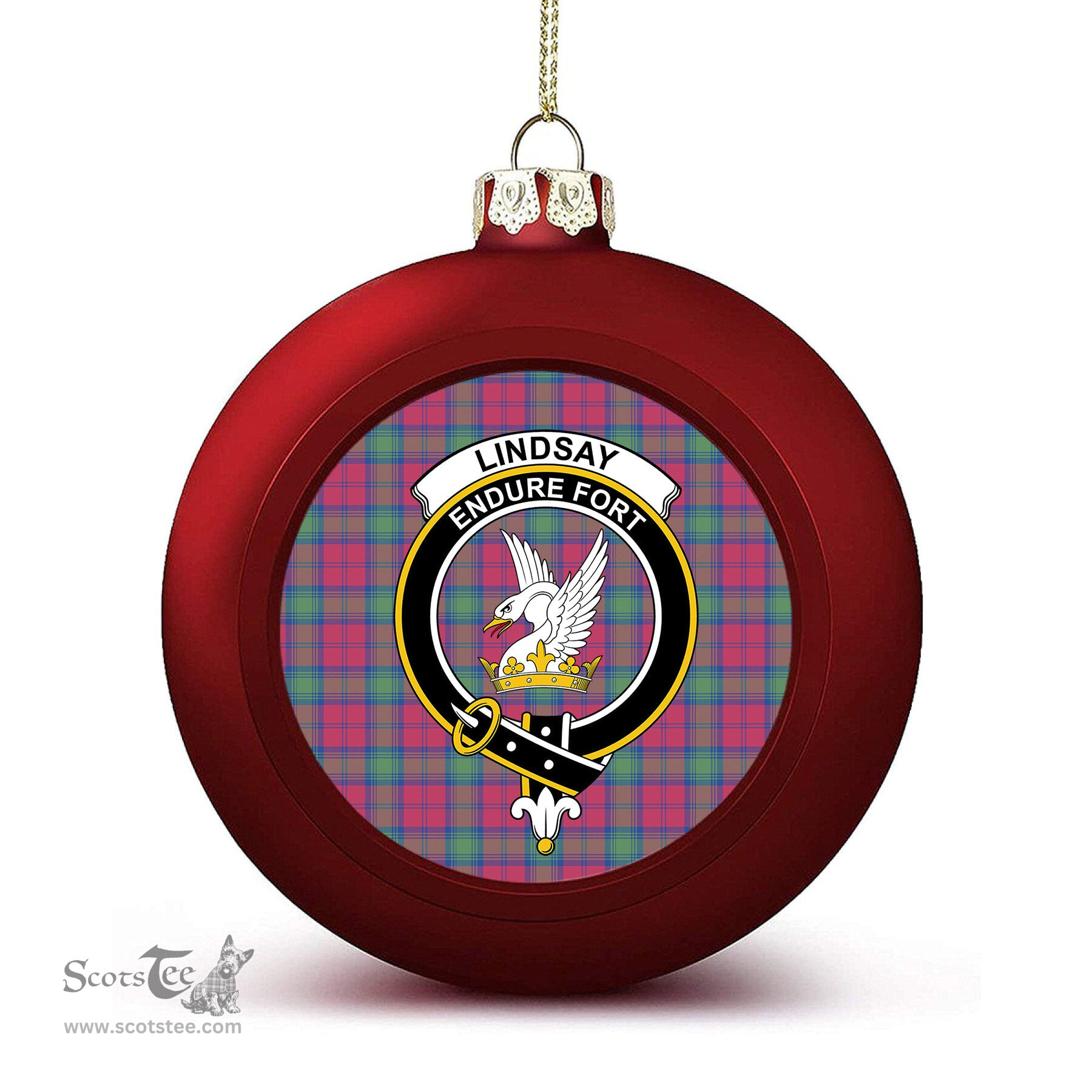 ScotsTee Shop Scottish Lindsay Ancient Crest Tartan Christmas Ball Ornament