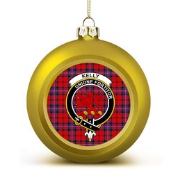 ScotsTee Shop Scottish Kelly of Sleat Red Modern Crest Tartan Christmas Ball Ornament