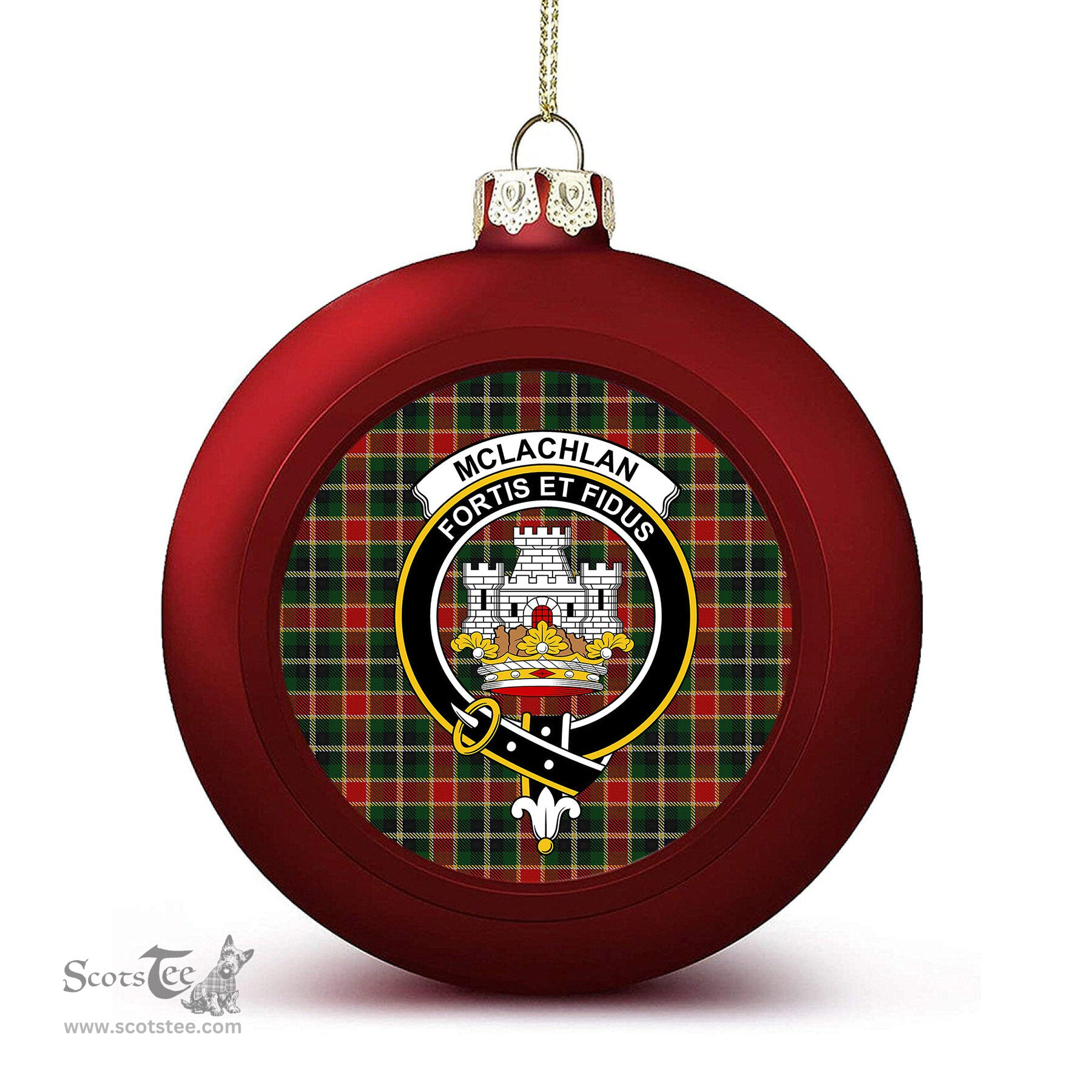 ScotsTee Shop Scottish McLachlan Hunting Modern Crest Tartan Christmas Ball Ornament