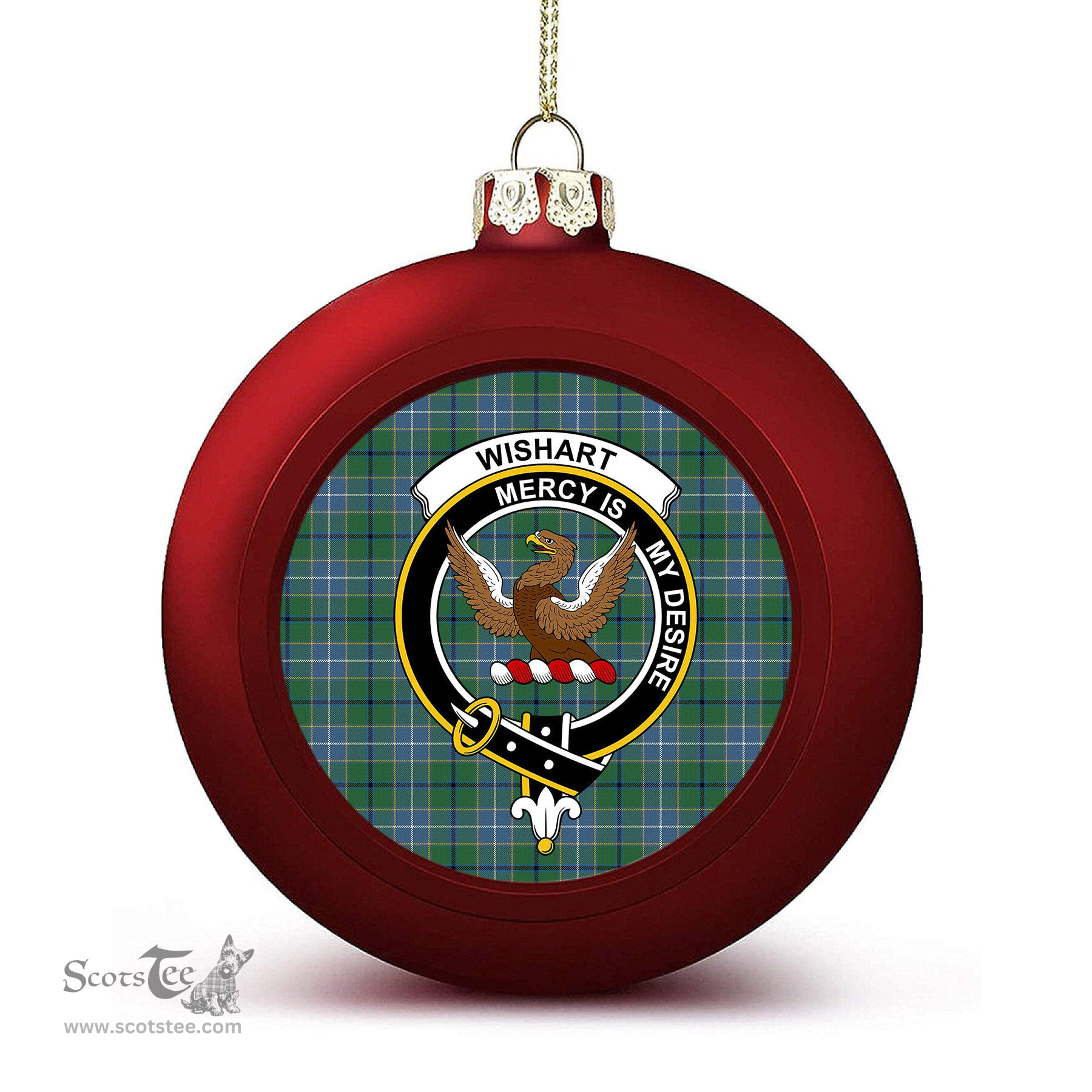 ScotsTee Shop Scottish Wishart Hunting Ancient Crest Tartan Christmas Ball Ornament