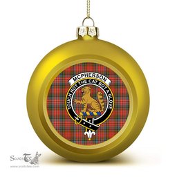 ScotsTee Shop Scottish McPherson Weathered Crest Tartan Christmas Ball Ornament