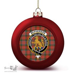ScotsTee Shop Scottish McPherson Weathered Crest Tartan Christmas Ball Ornament