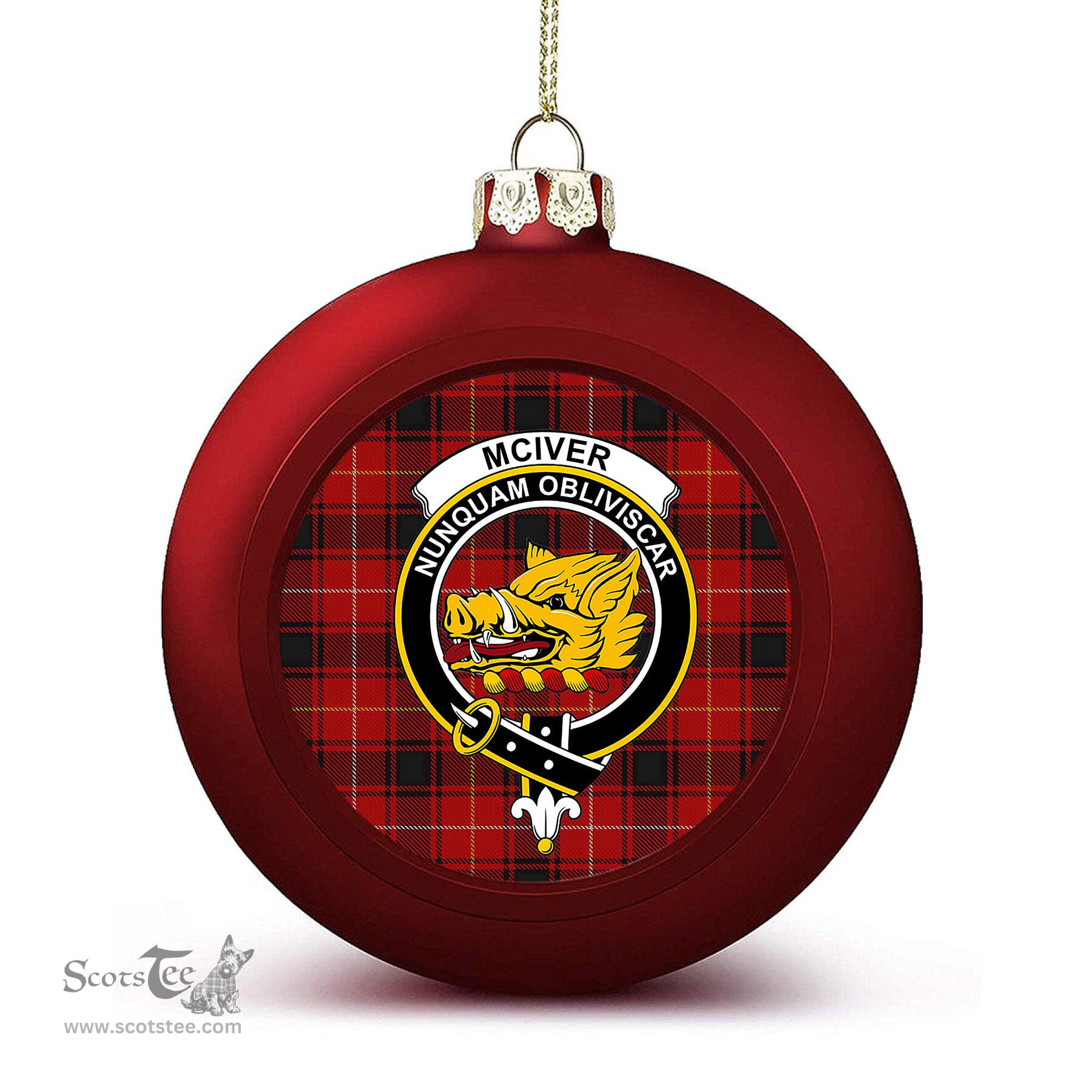 ScotsTee Shop Scottish McIver Modern Crest Tartan Christmas Ball Ornament