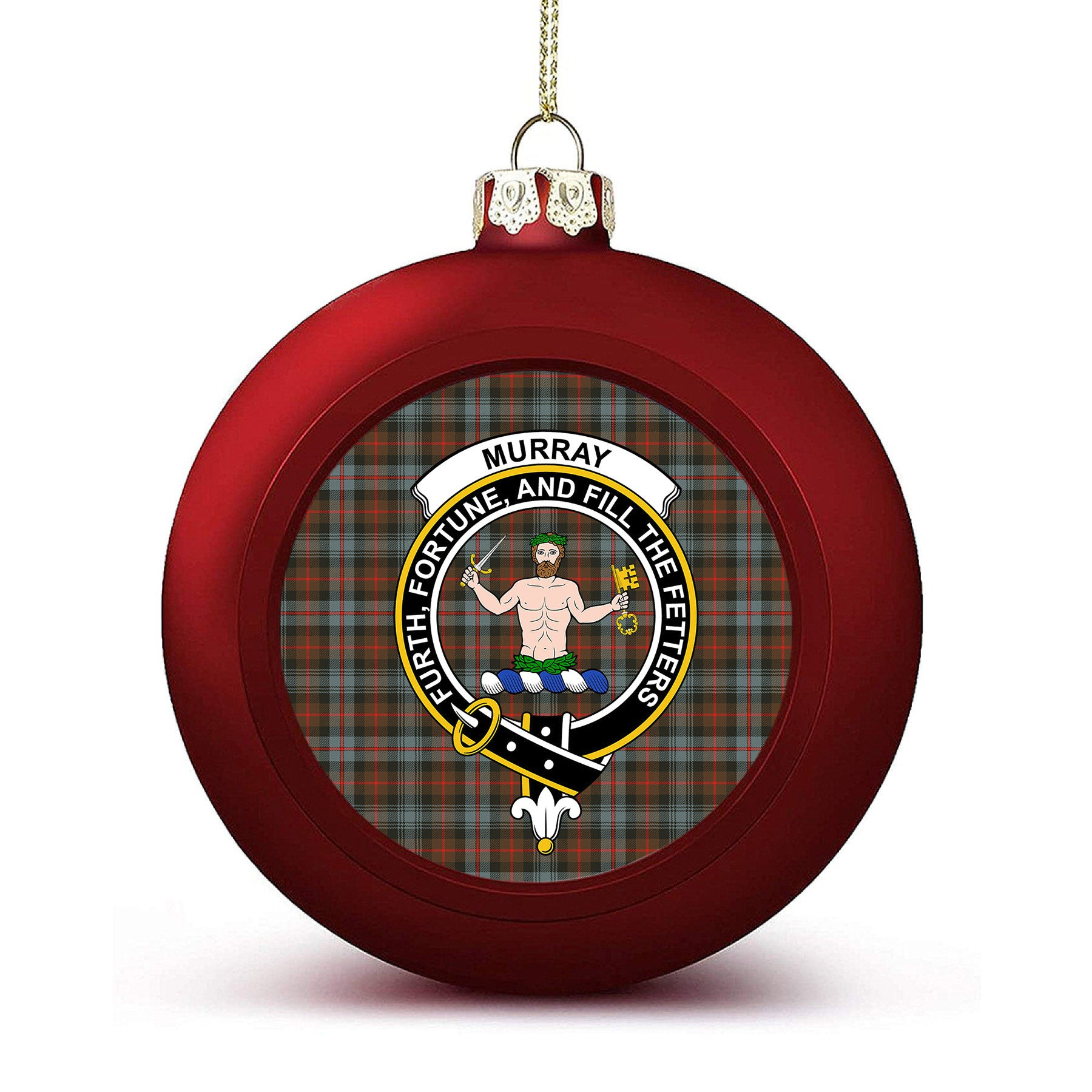 ScotsTee Shop Scottish Murray of Atholl Weathered Crest Tartan Christmas Ball Ornament
