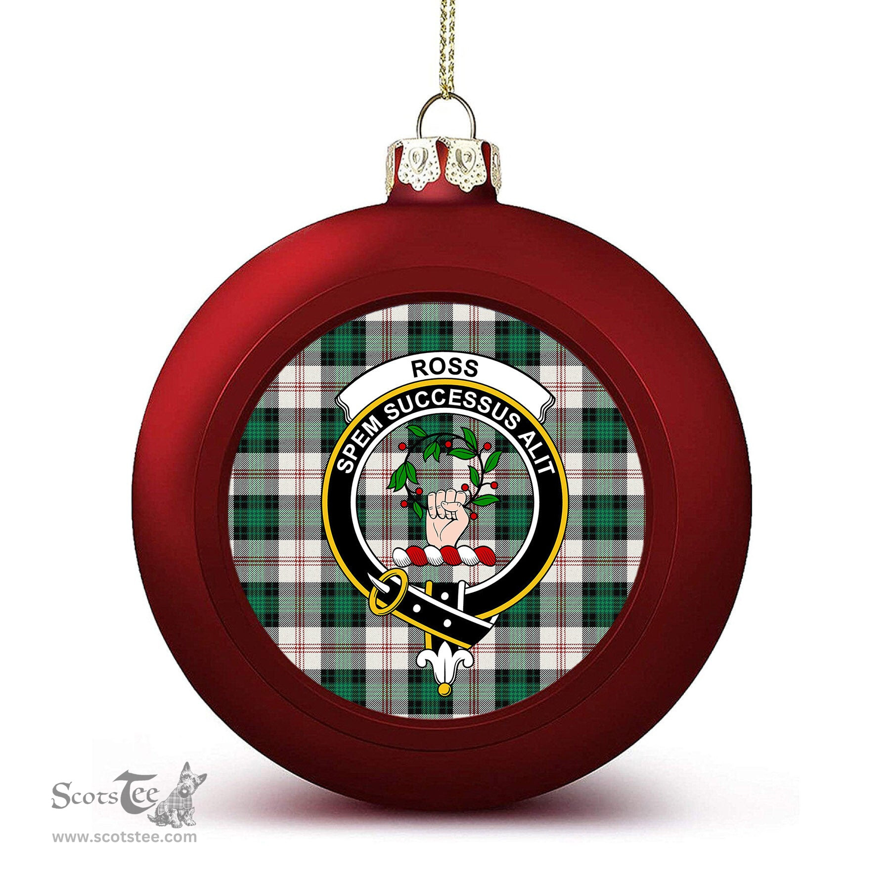 ScotsTee Shop Scottish Ross Arisaid Modern Crest Tartan Christmas Ball Ornament