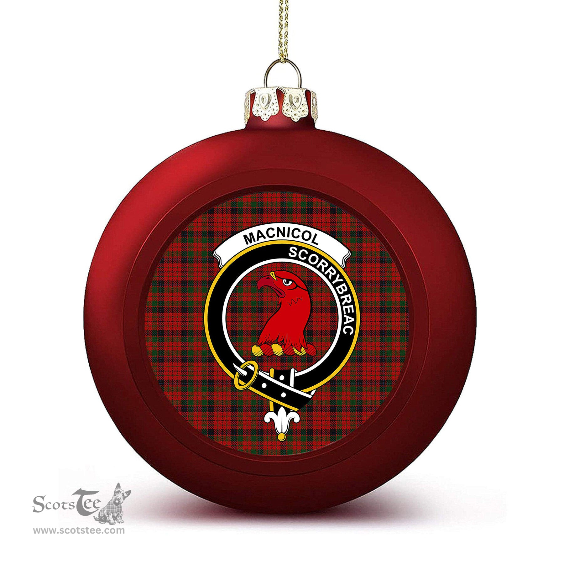 ScotsTee Shop Scottish MacNicol W & A Smith Crest Tartan Christmas Ball Ornament