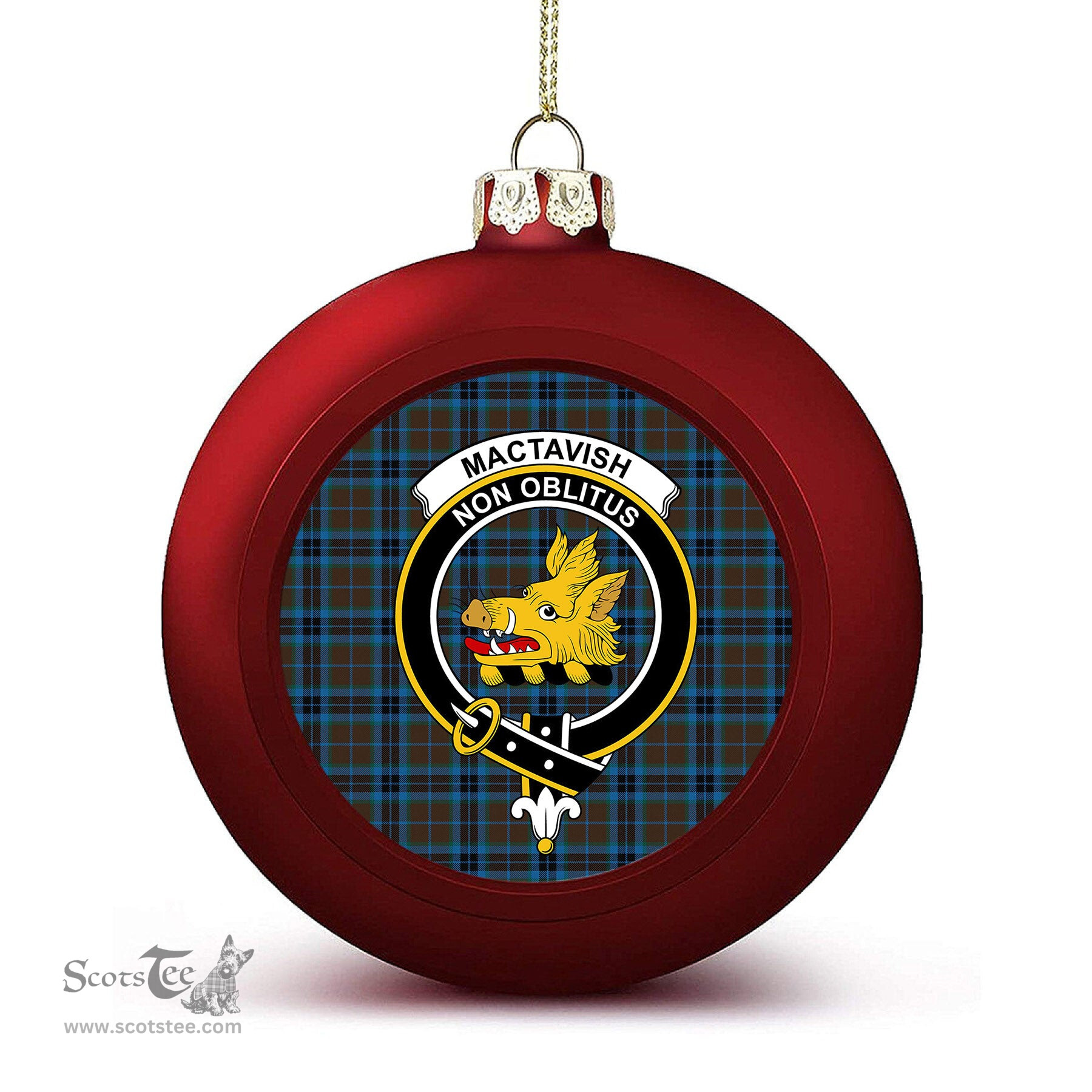 ScotsTee Shop Scottish MacTavish Hunting Modern Crest Tartan Christmas Ball Ornament