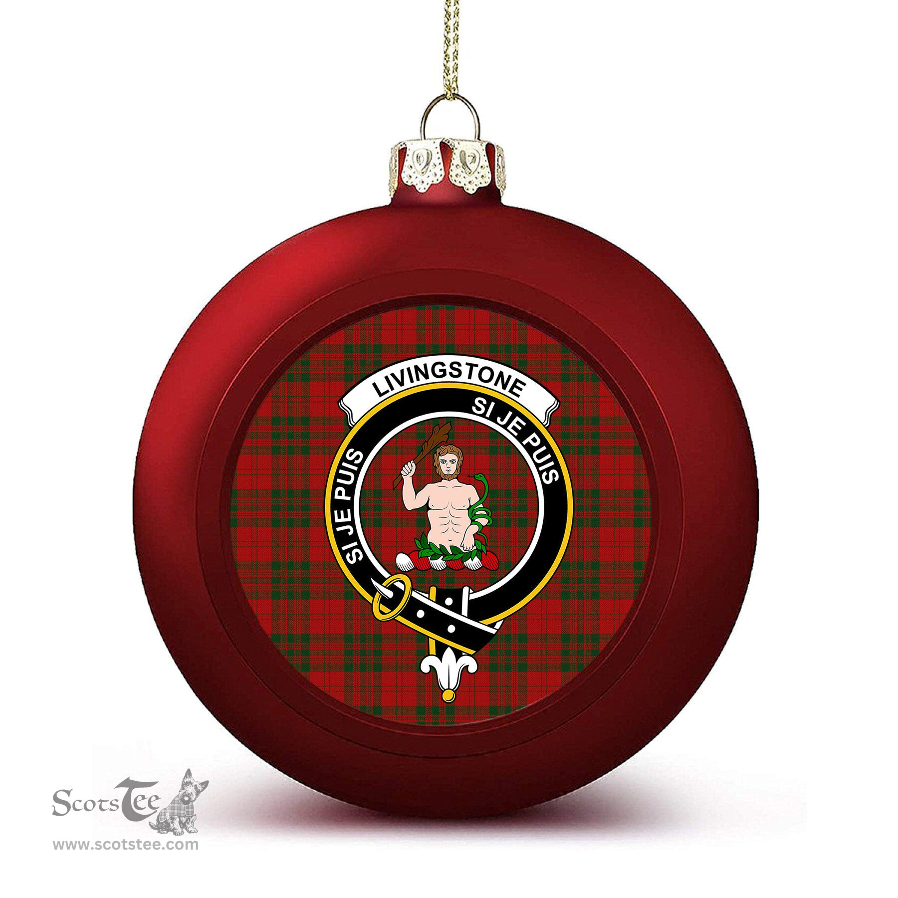 ScotsTee Shop Scottish Livingstone Crest Tartan Christmas Ball Ornament