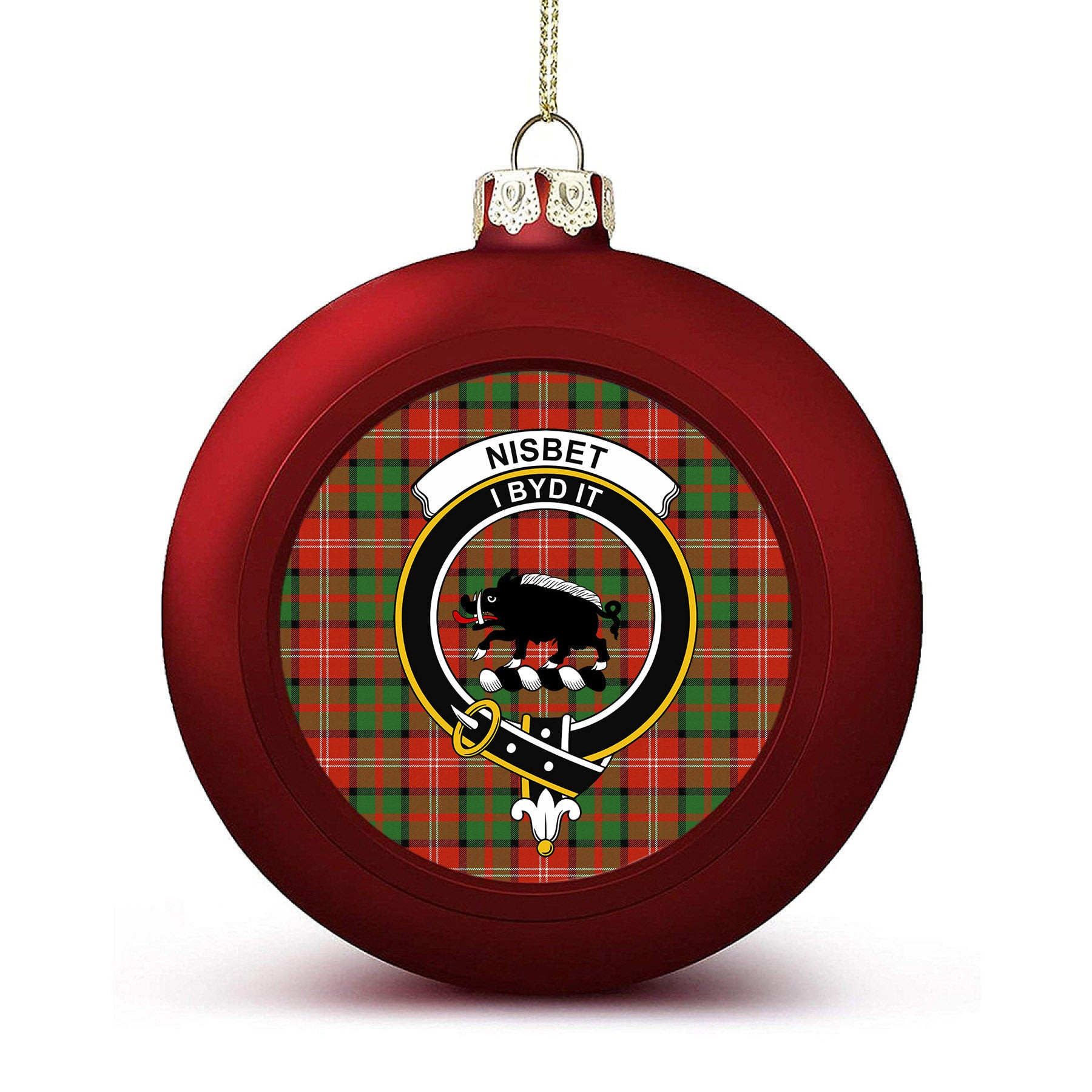 ScotsTee Shop Scottish Nisbet Ancient Crest Tartan Christmas Ball Ornament