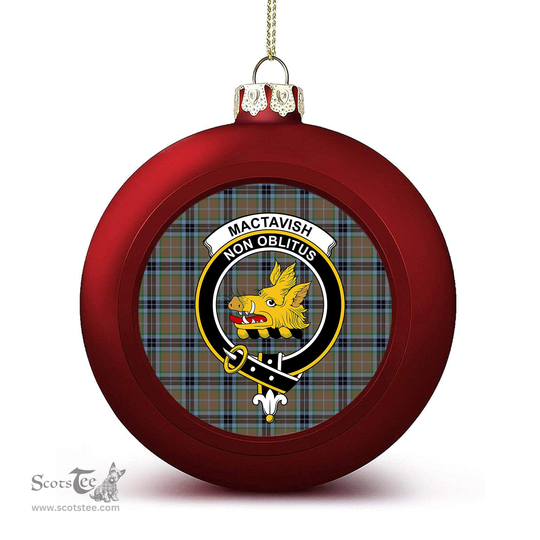 ScotsTee Shop Scottish MacTavish Hunting Ancient Crest Tartan Christmas Ball Ornament