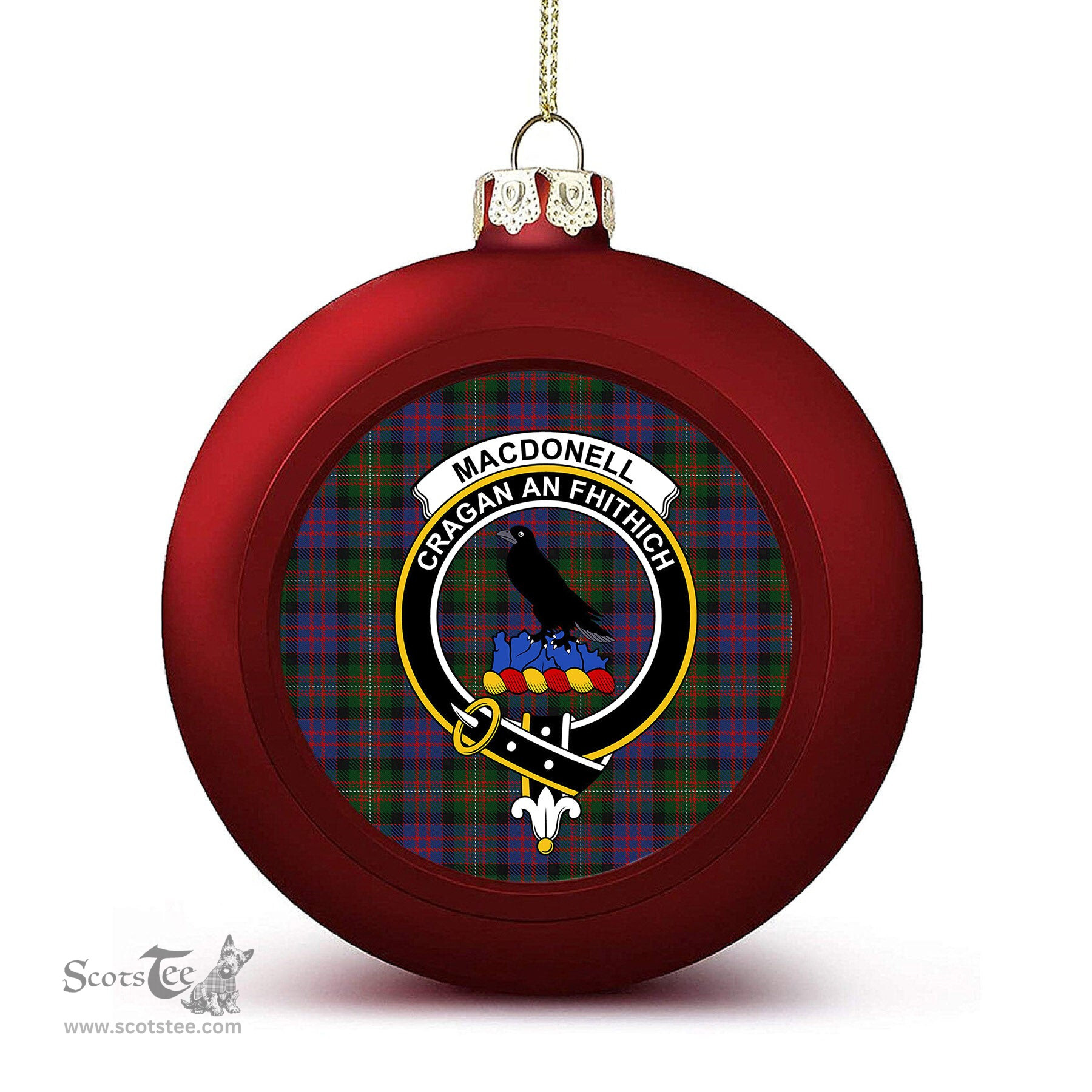 ScotsTee Shop Scottish MacDonell of Glengarry 2 Crest Tartan Christmas Ball Ornament