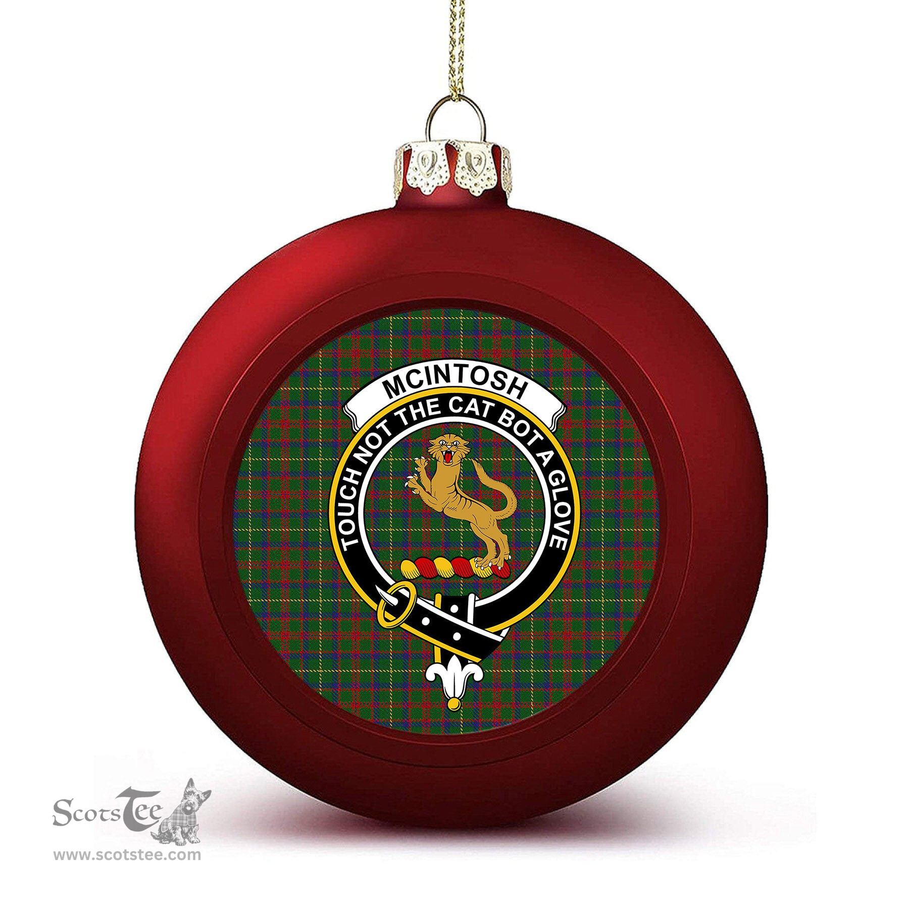 ScotsTee Shop Scottish McIntosh Hunting Crest Tartan Christmas Ball Ornament