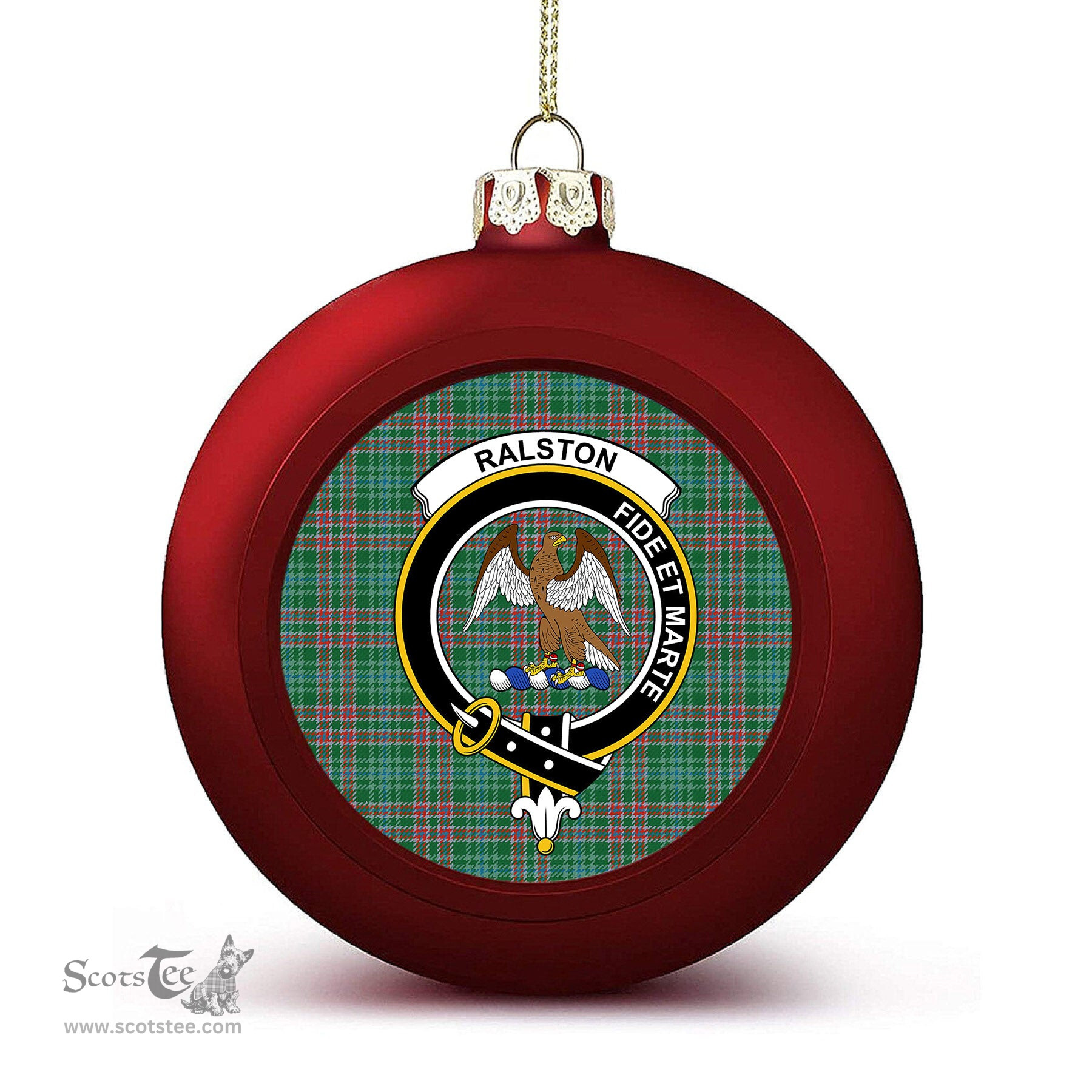 ScotsTee Shop Scottish Ralston USA Ancient Crest Tartan Christmas Ball Ornament