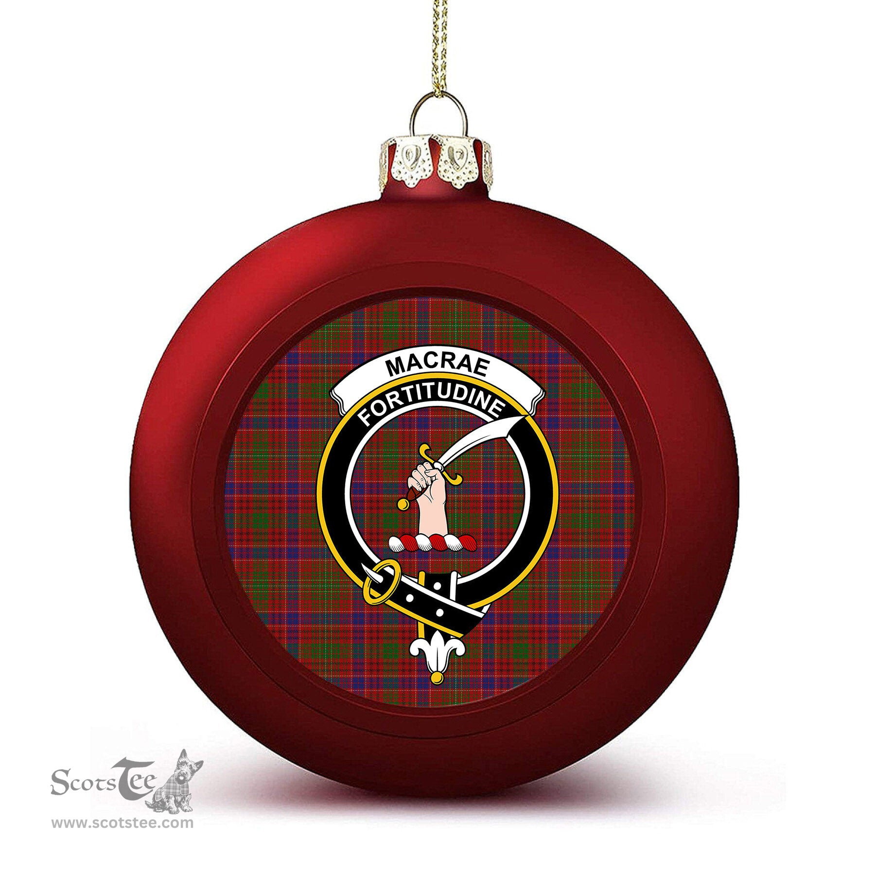 ScotsTee Shop Scottish MacRae The Prince_s Own Crest Tartan Christmas Ball Ornament
