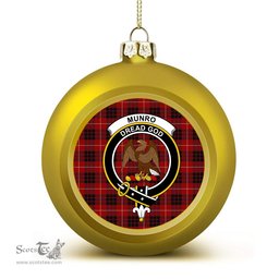 ScotsTee Shop Scottish Munro Black and Red Crest Tartan Christmas Ball Ornament