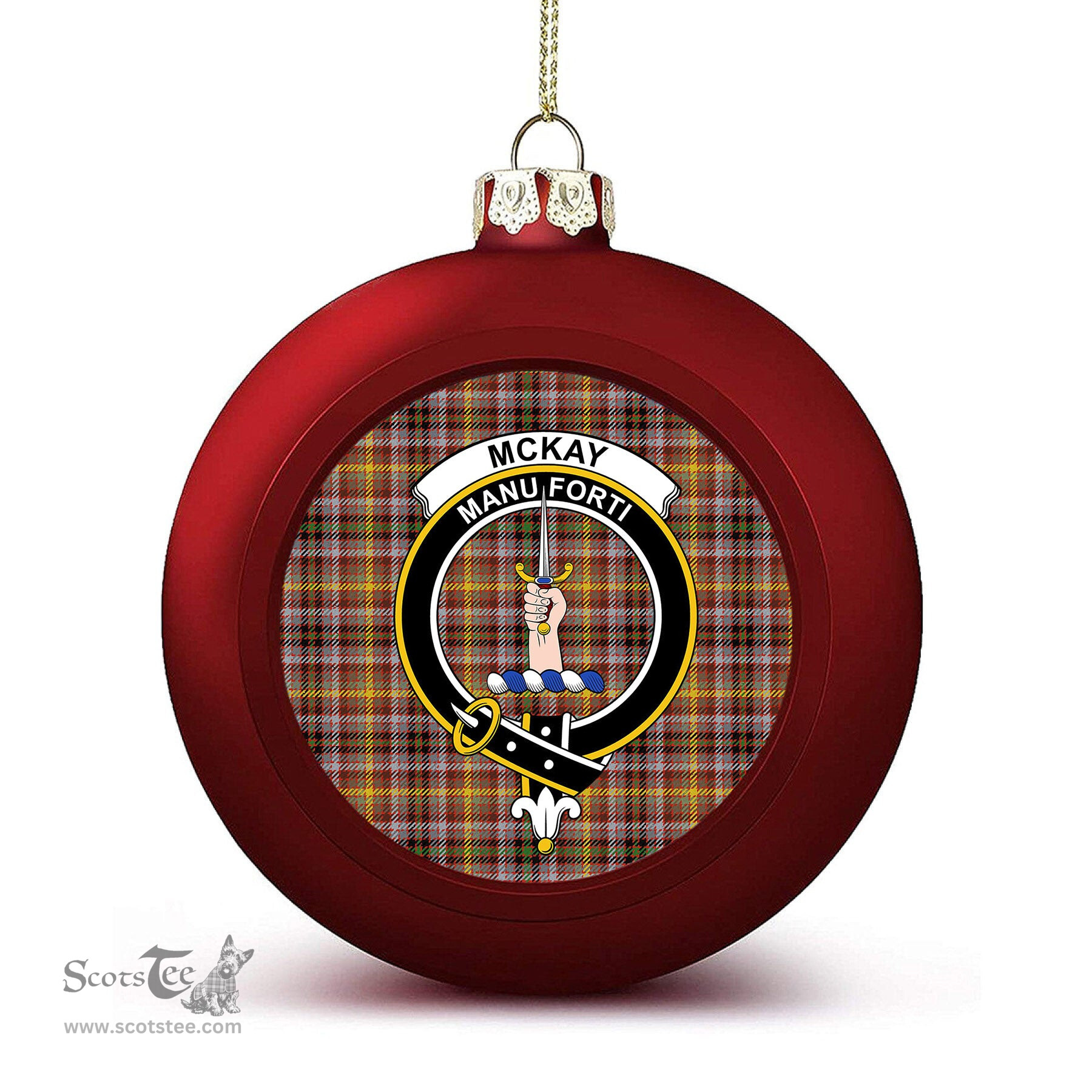 ScotsTee Shop Scottish McKay of Strathnaver Ancient Crest Tartan Christmas Ball Ornament