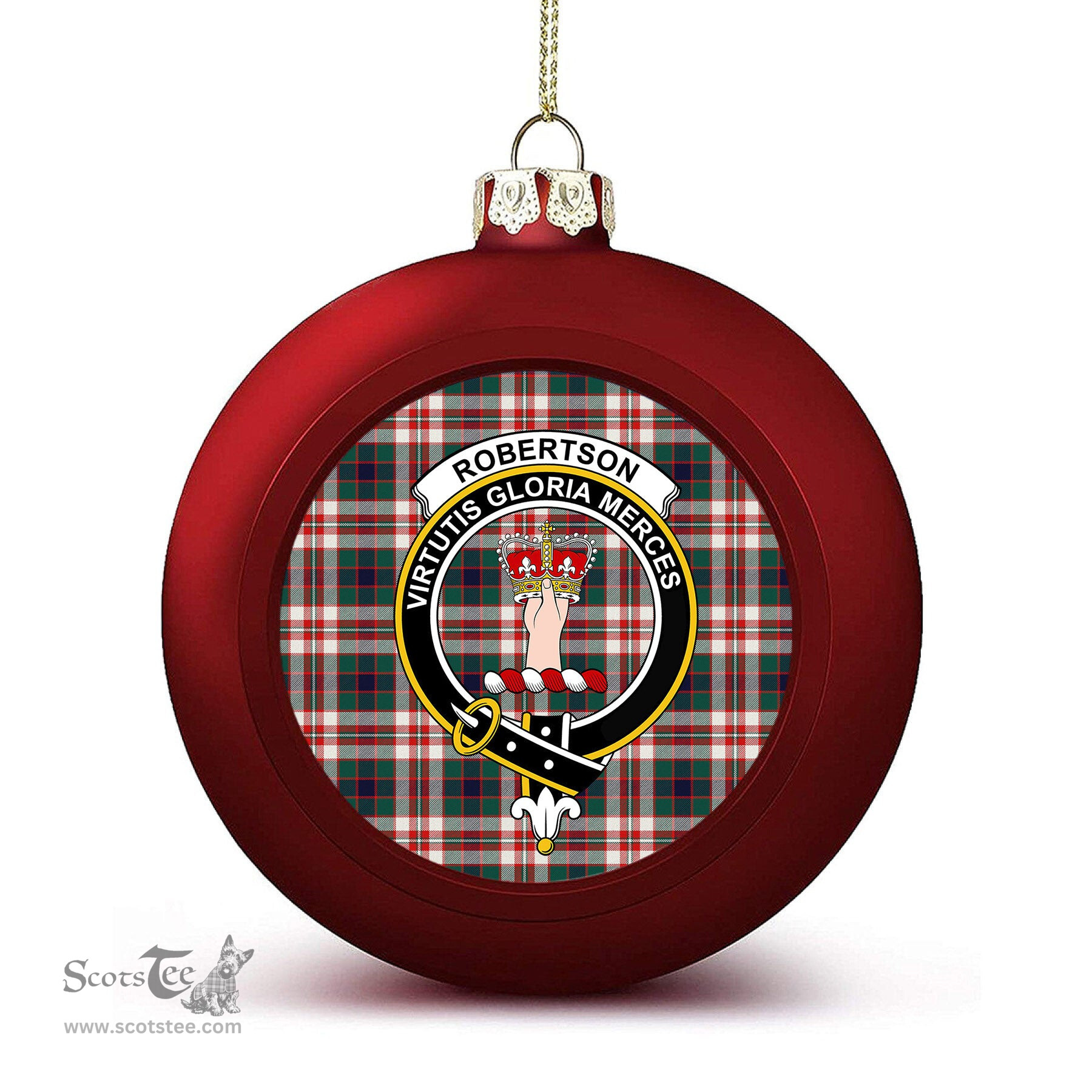 ScotsTee Shop Scottish Robertson Dress Modern Crest Tartan Christmas Ball Ornament