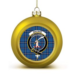 ScotsTee Shop Scottish MacRae of America Modern Crest Tartan Christmas Ball Ornament