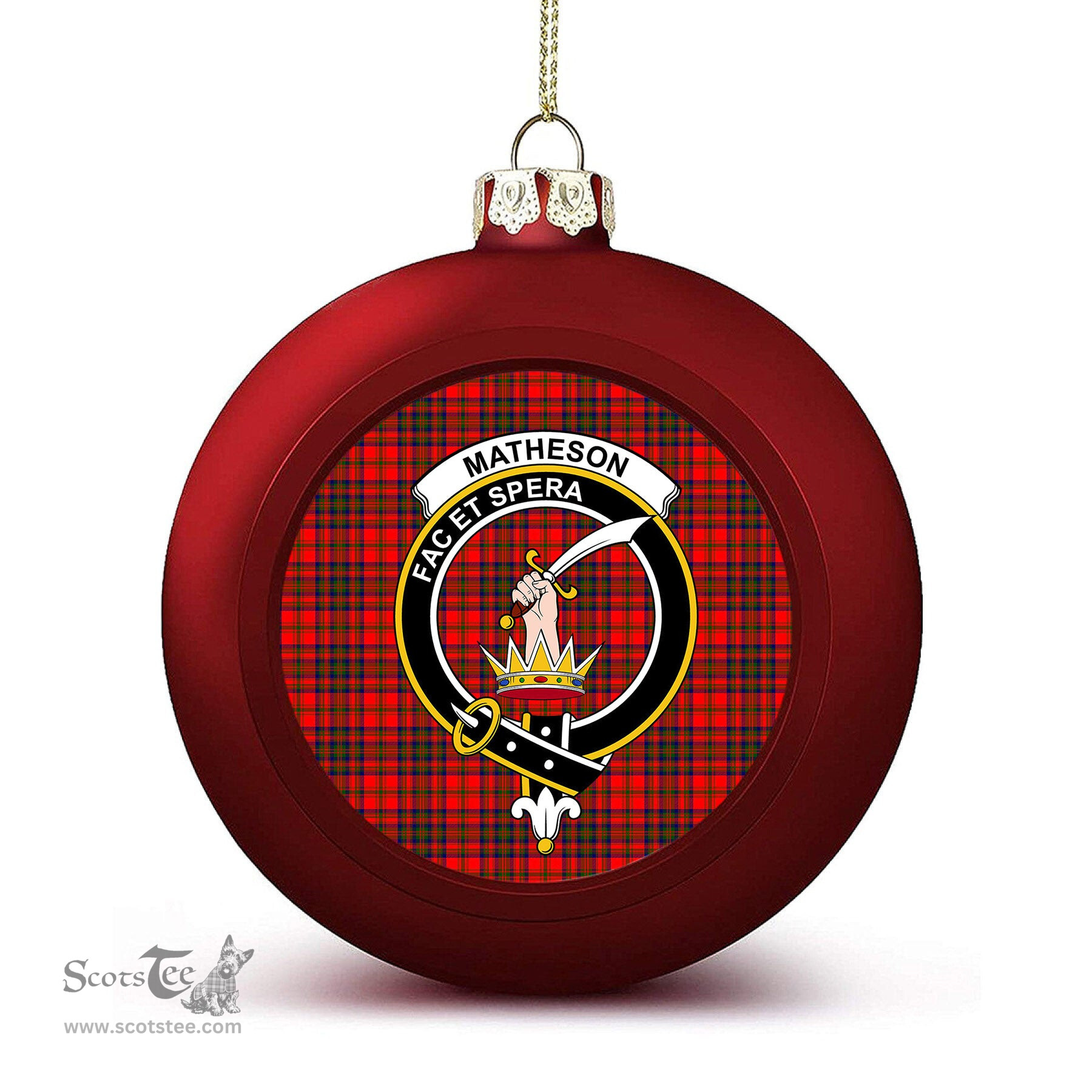 ScotsTee Shop Scottish Matheson Modern Crest Tartan Christmas Ball Ornament