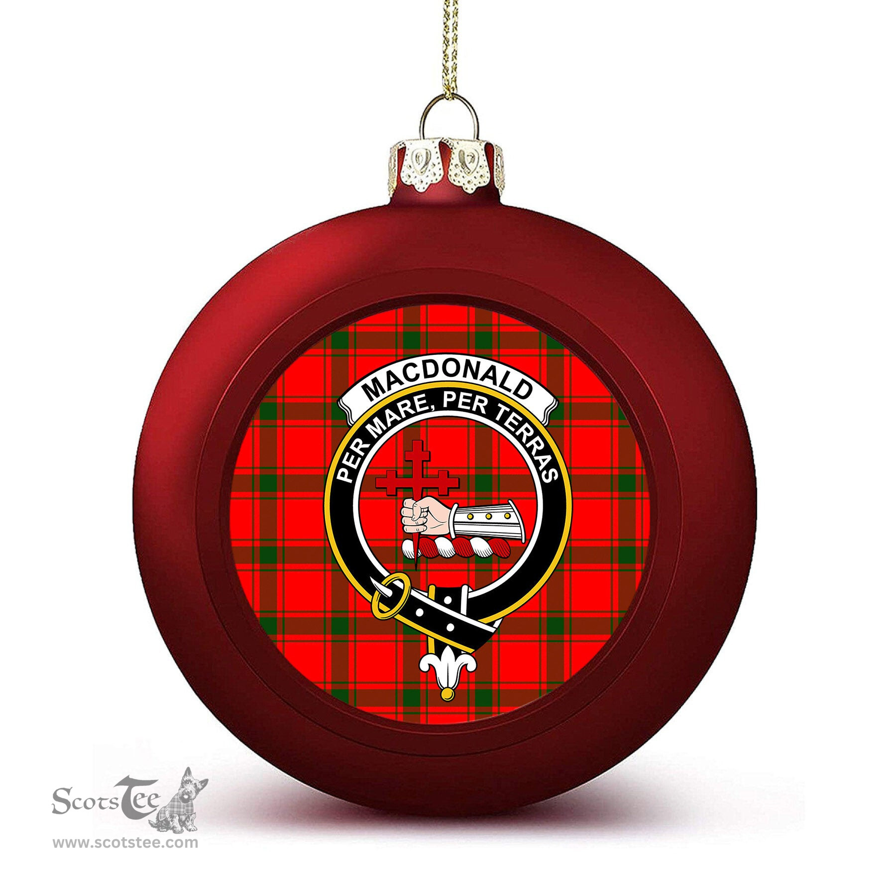 ScotsTee Shop Scottish MacDonald of Sleat SC Crest Tartan Christmas Ball Ornament