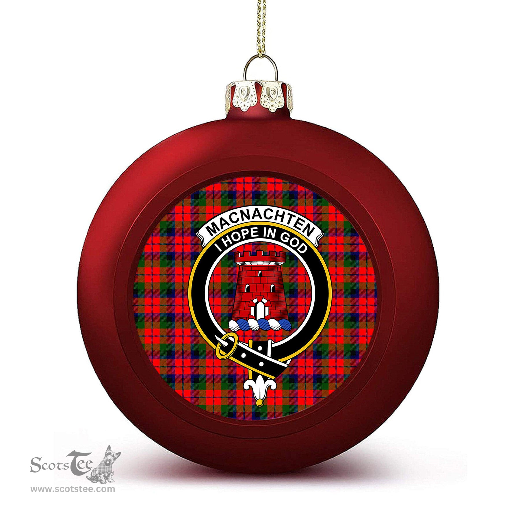 ScotsTee Shop Scottish MacNachten Modern Crest Tartan Christmas Ball Ornament
