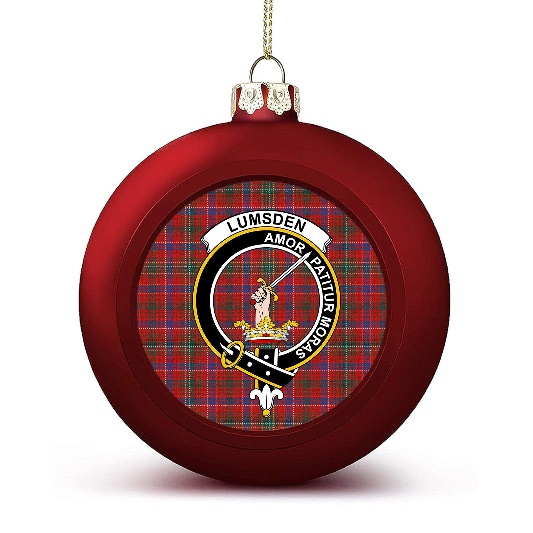 ScotsTee Shop Scottish Lumsden Waistcoat Modern Crest Tartan Christmas Ball Ornament