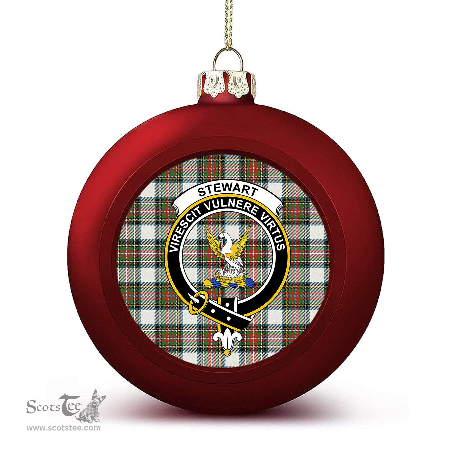 ScotsTee Shop Scottish Stewart Dress Ancient Crest Tartan Christmas Ball Ornament