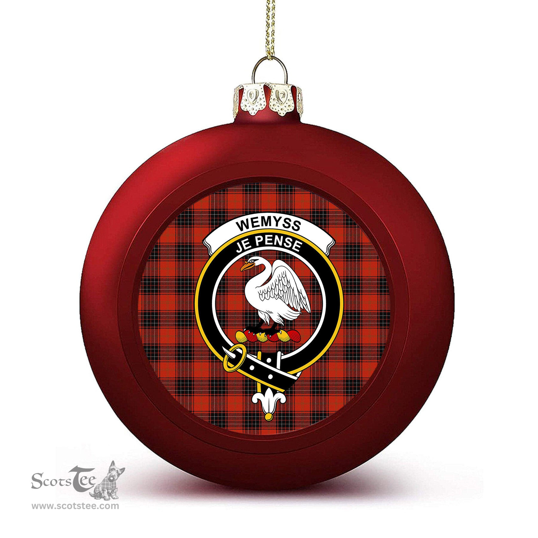 ScotsTee Shop Scottish Wemyss Ancient Clan Crest Tartan Christmas Ball Ornament