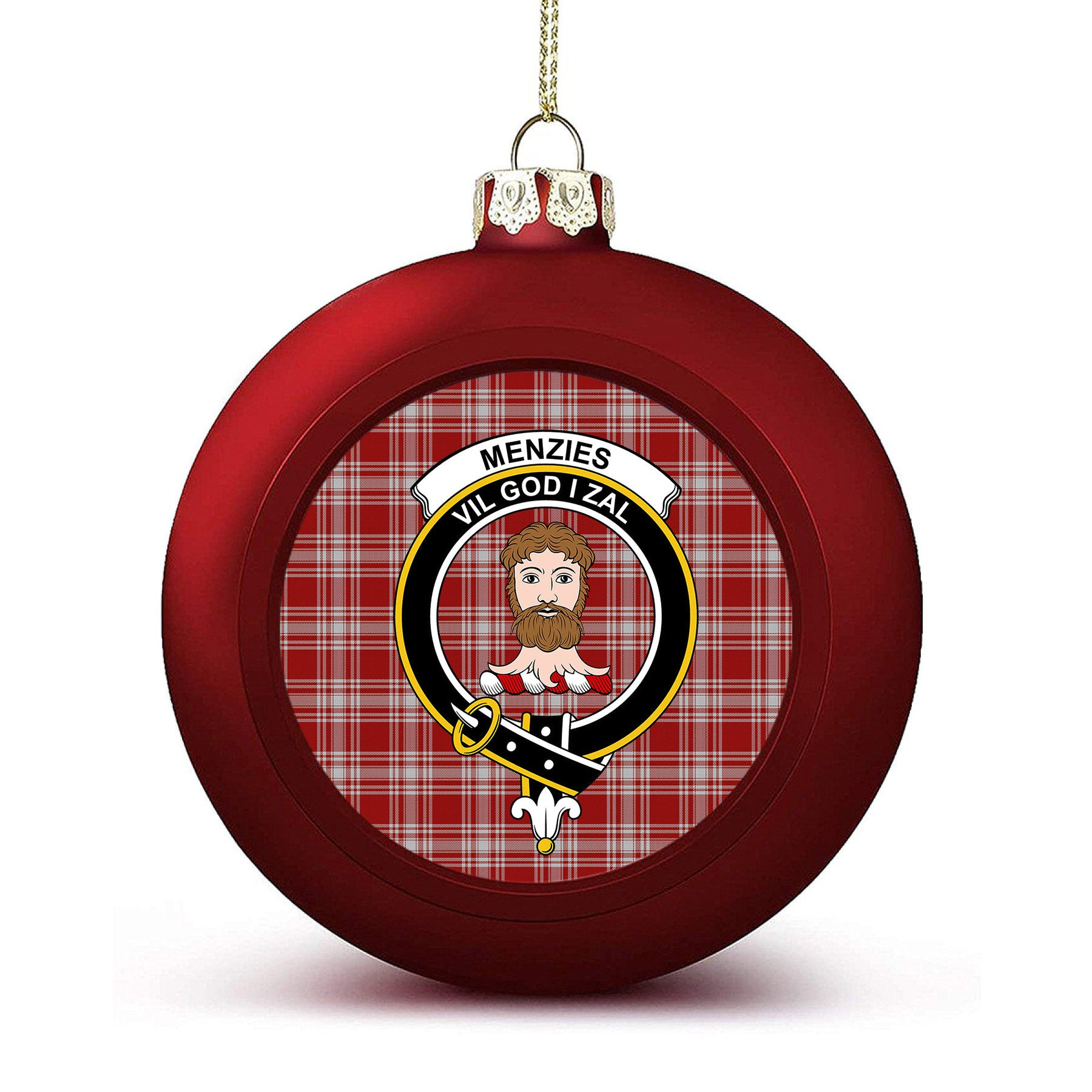 ScotsTee Shop Scottish Menzies 1815 Crest Tartan Christmas Ball Ornament