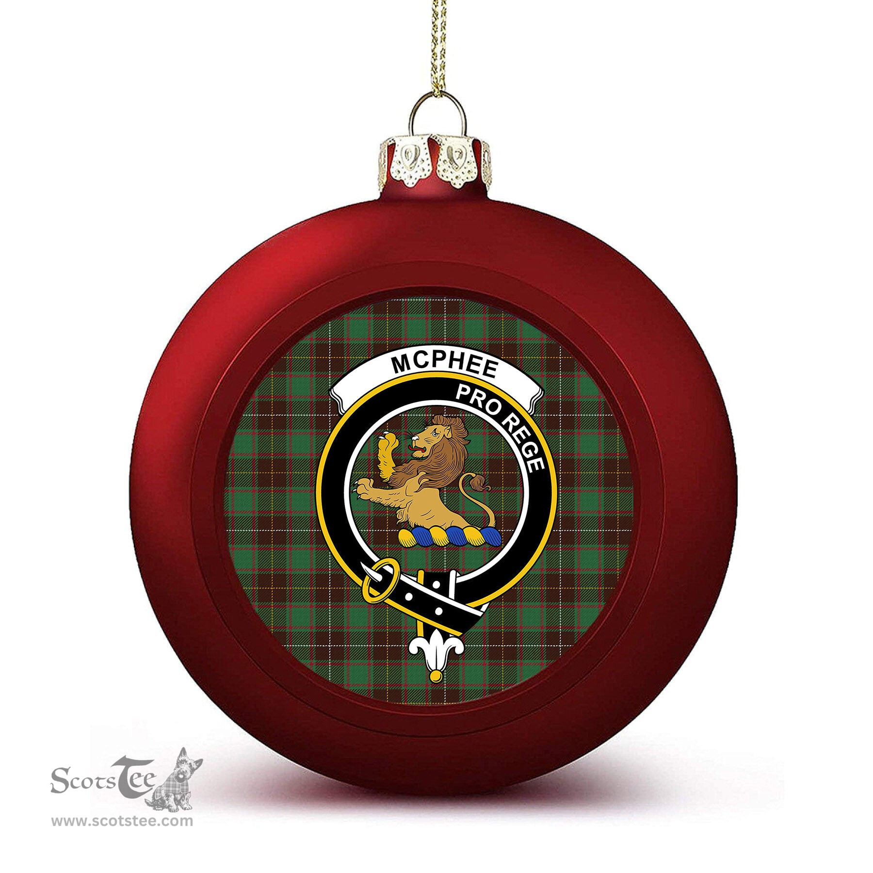 ScotsTee Shop Scottish McPhee Hunting Modern Crest Tartan Christmas Ball Ornament