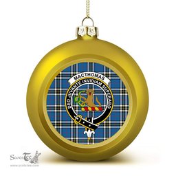 ScotsTee Shop Scottish MacThomas Blue Modern Crest Tartan Christmas Ball Ornament