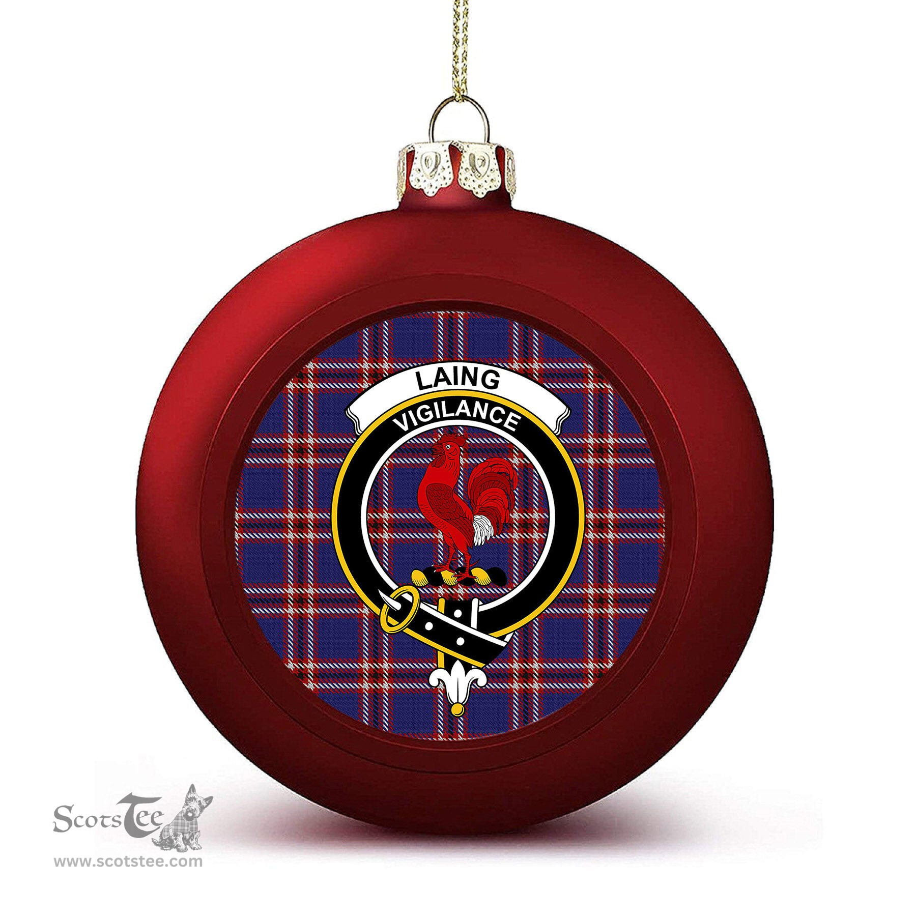 ScotsTee Shop Scottish Laing of Archiestown Crest Tartan Christmas Ball Ornament