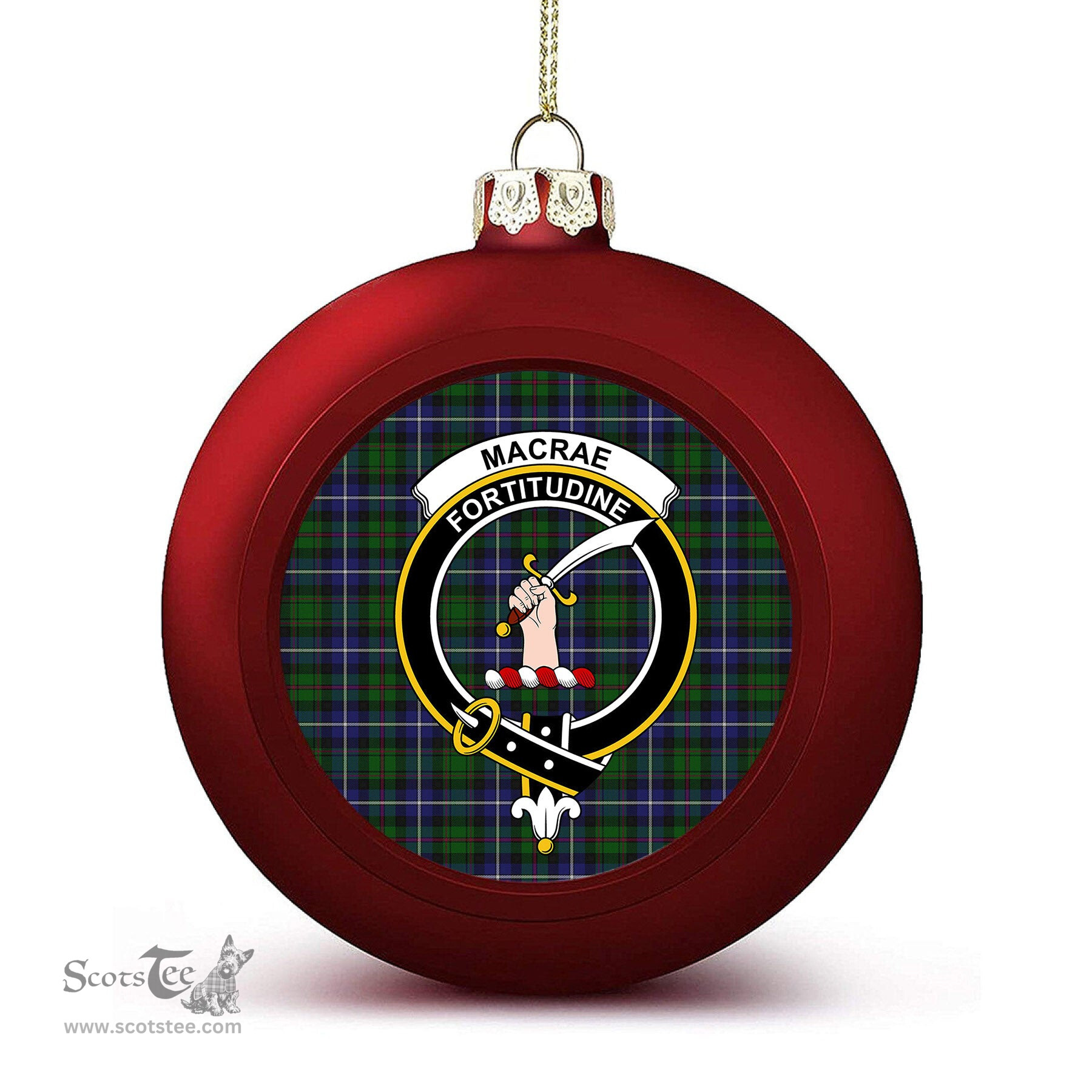 ScotsTee Shop Scottish MacRae Hunting Wilsons_ Crest Tartan Christmas Ball Ornament